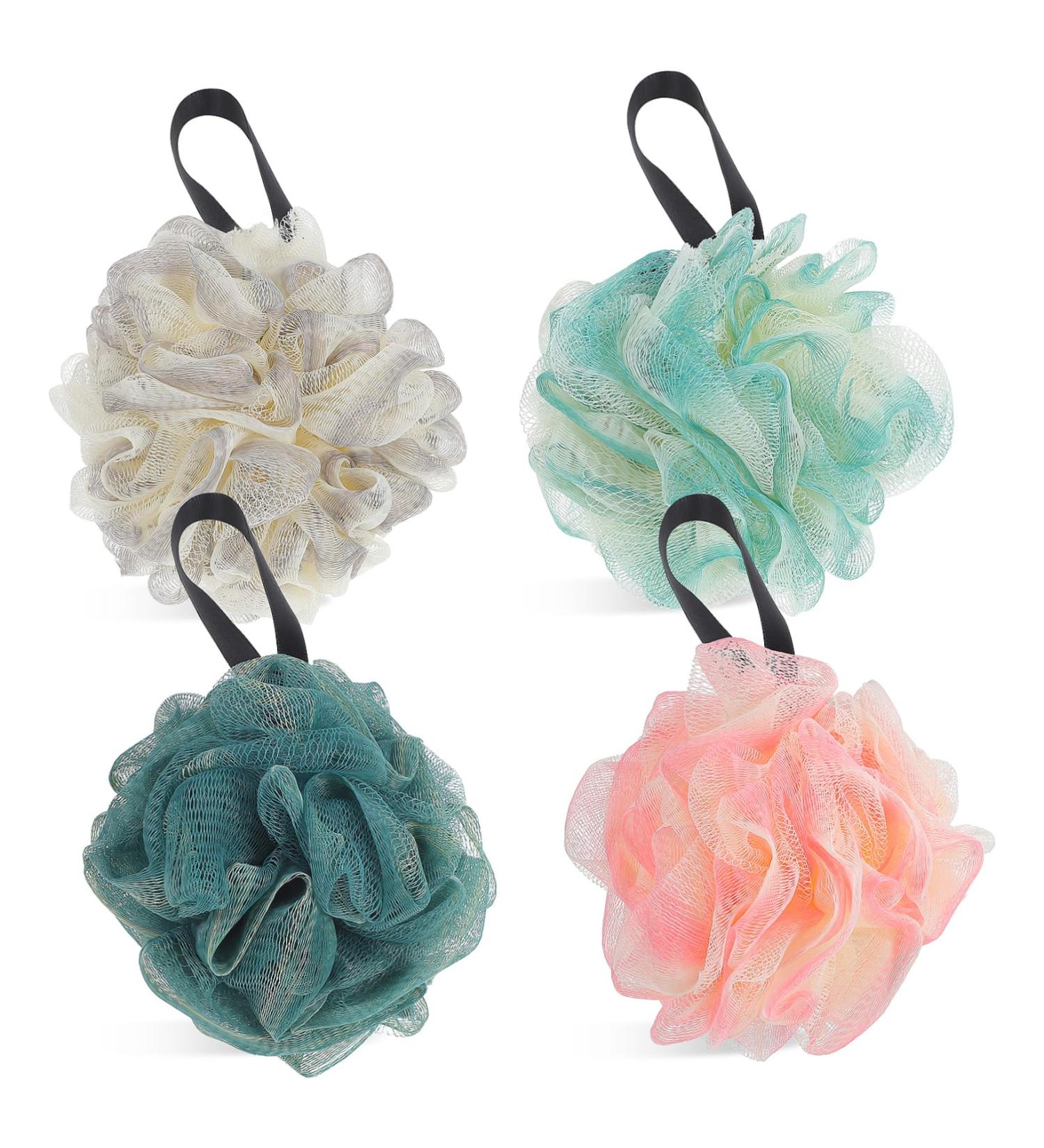 NOLITOY 4pcs Colorful Large Bath Balls - Body Wash Sponges Loofah Scrubbers & Bathroom Essentials for a Refreshing Shower Experience - Buy Online on SooperMarket.com