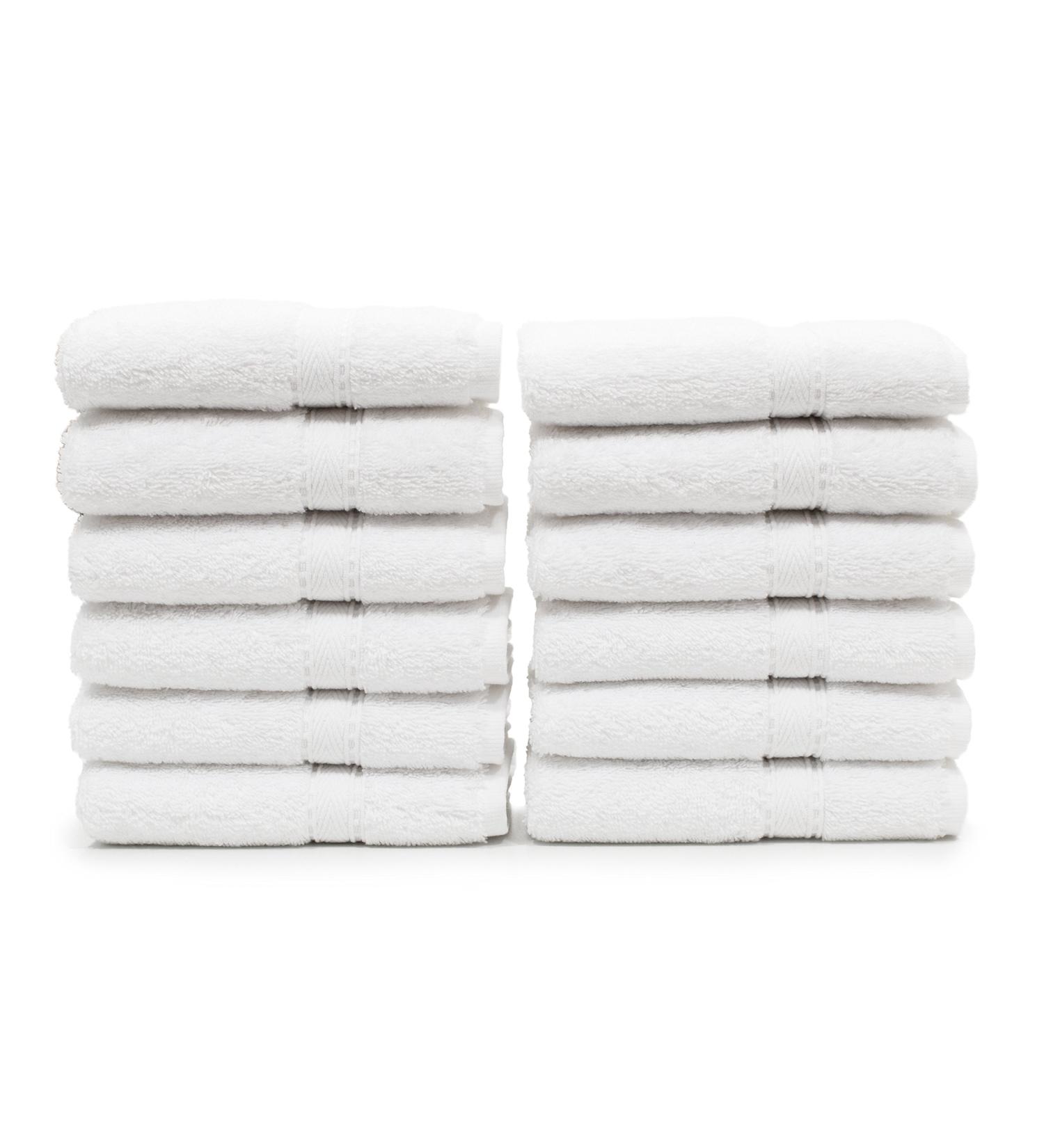 LT Elite Luxury Hotel & Spa Collection Premium Turkish Terry Cotton Washcloth Set  12 Washcloths  White White 12 Washcloths