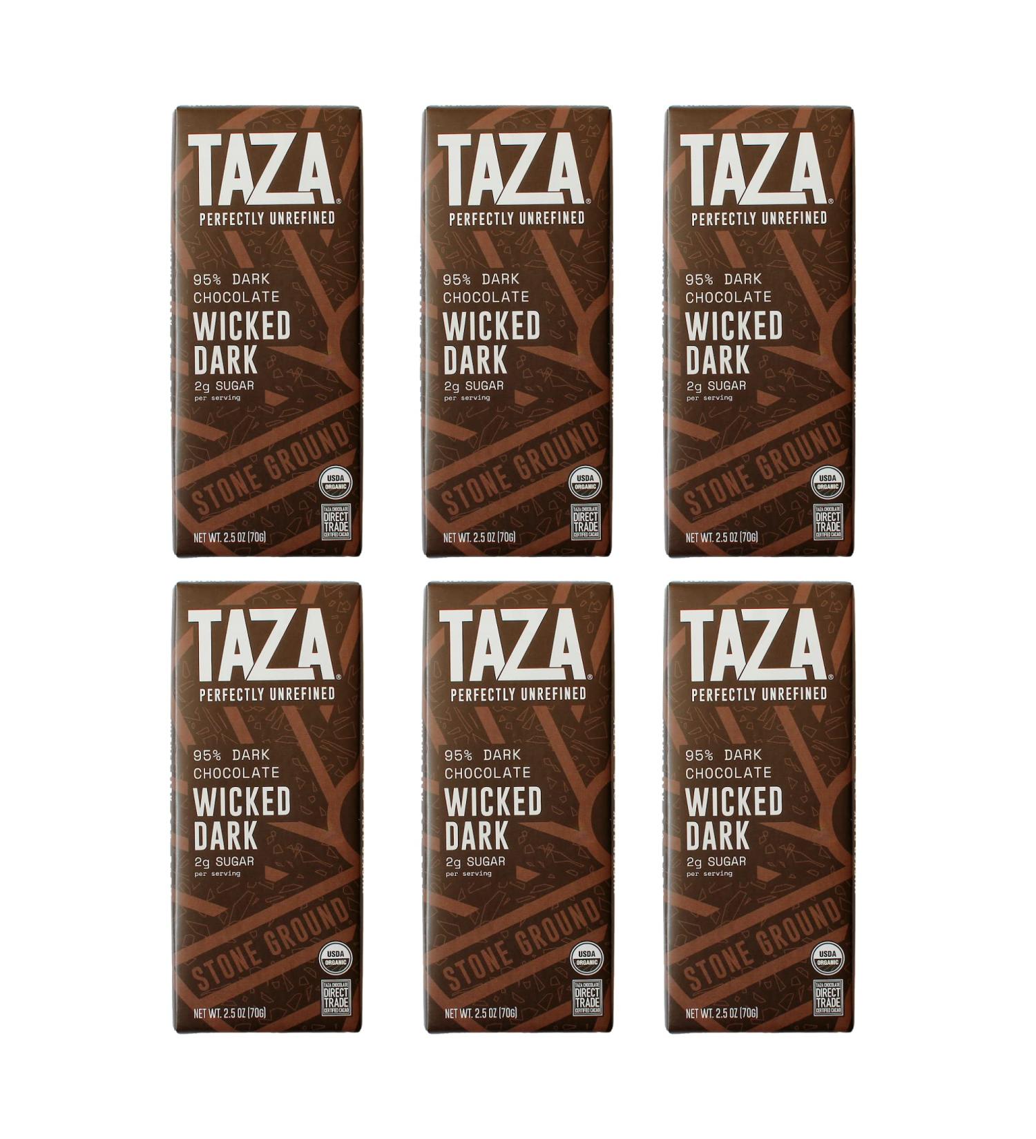 Taza Chocolate Organic Amaze Bar 95% Stone Ground - Vegan Dark Chocolate 6 Count 2.5 Ounce | International Shipping Available - Buy Online on SooperMarket.com