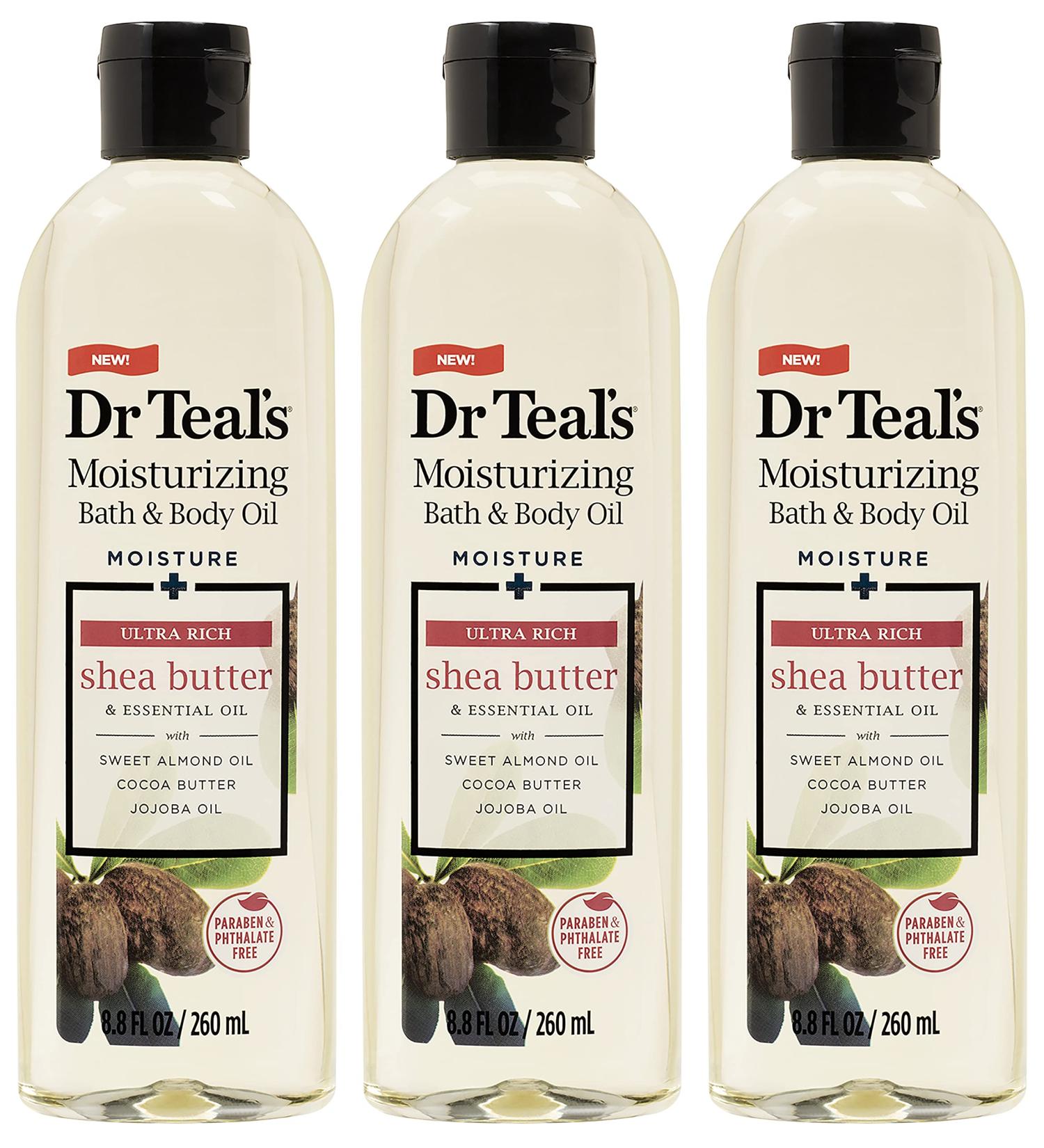 Dr. Teal's Shea Butter Bath & Body Oil Gift Set - 3 Pack (8.8oz Each) - Nourishing & Moisturizing Blend with Epsom Salt for Skin Relief - Buy Online on SooperMarket.com