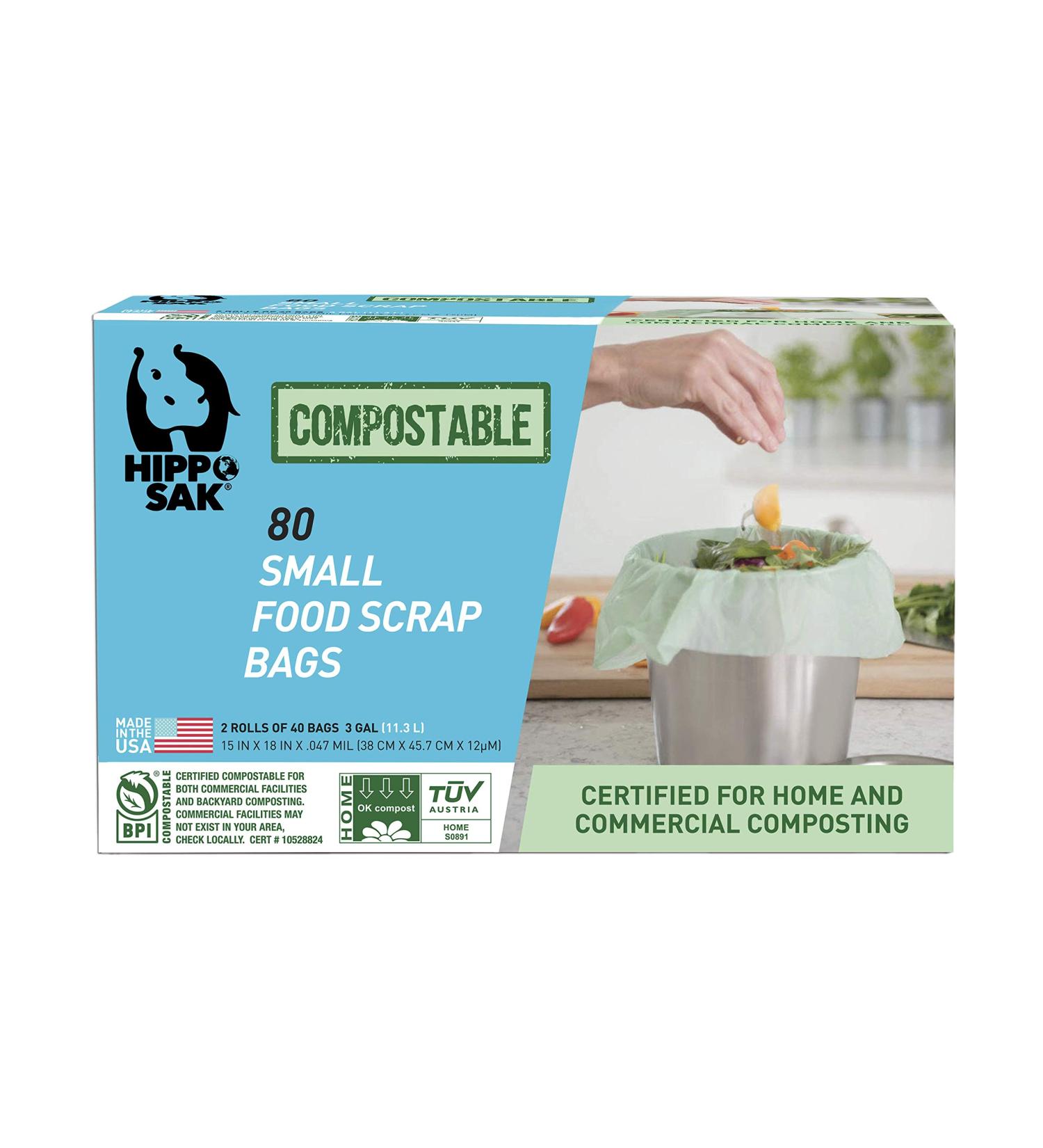 Hippo Sak Compostable Small Food Scrap Bags - 80 Count (Pack of 1) - Buy Online on SooperMarket.com
