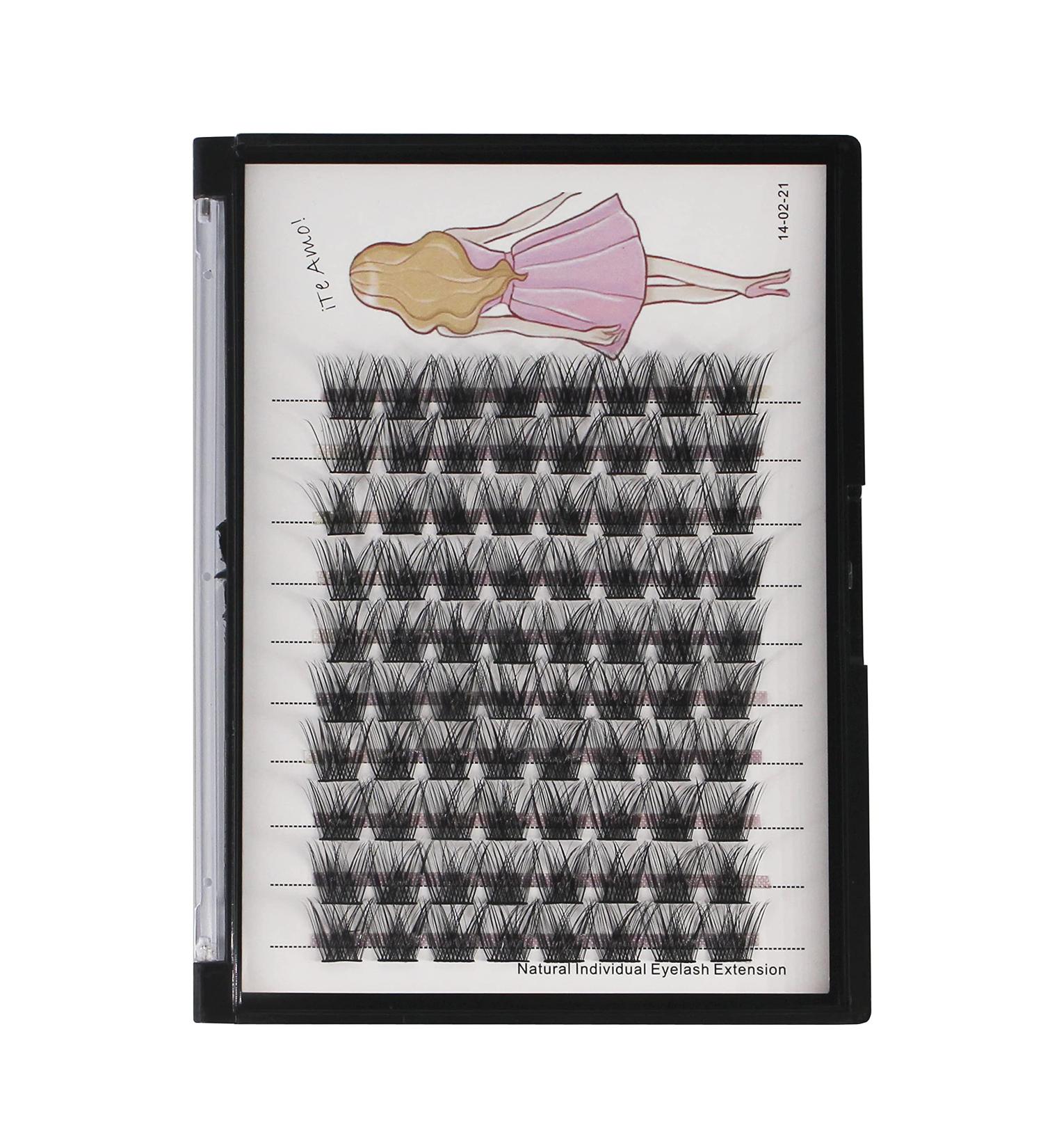 Bodermincer D Curl Wide Cluster Individual Lashes - 10MM | 3D Russian Volume Mink Eyelash Extensions - Buy Online on SooperMarket.com