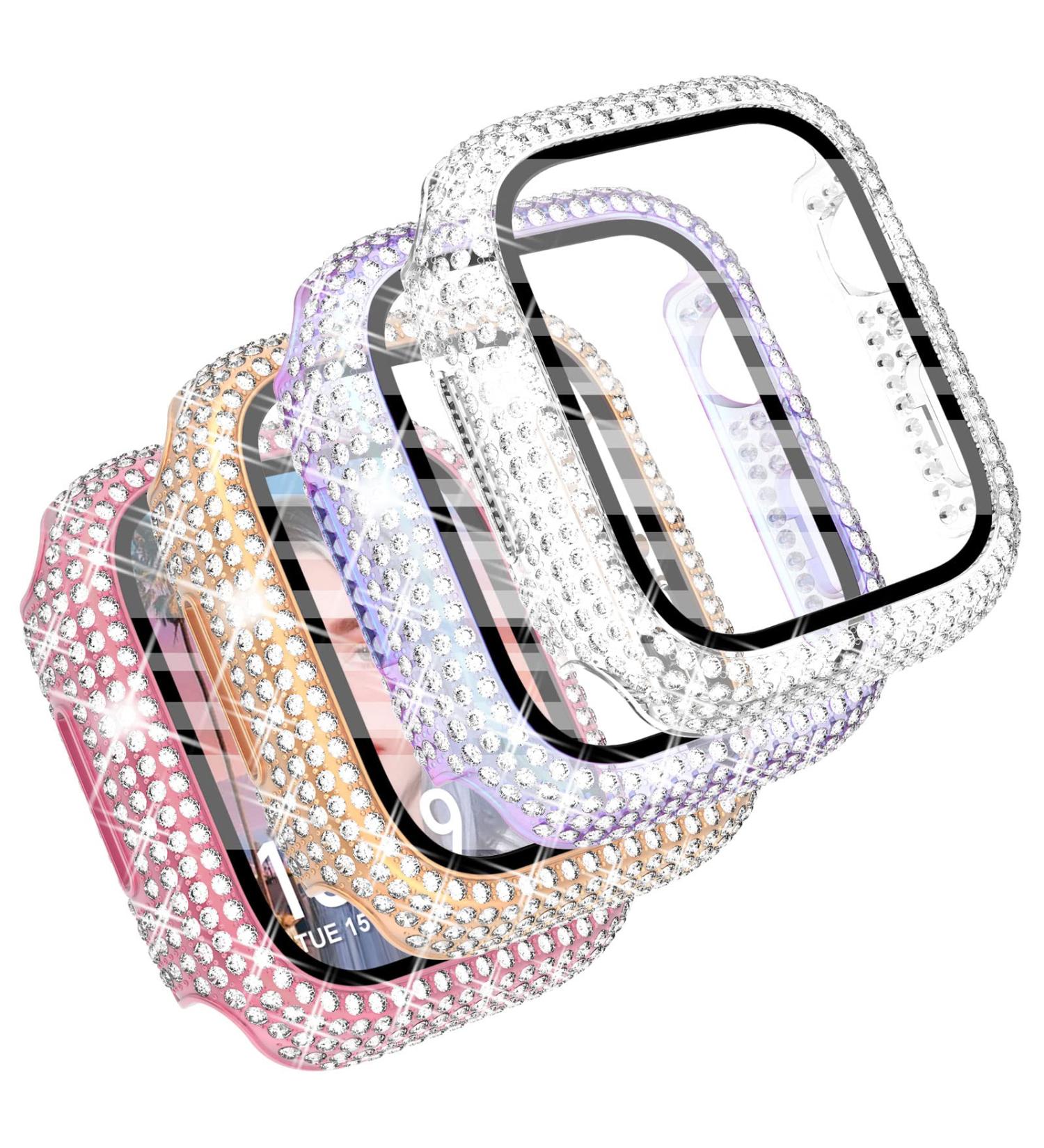 CHANCHY 4-Pack Compatible with Apple Watch Case 44mm Protective Bumper with Screen Protector  200 Crystal Diamond Bling Cases Cover for Apple Watch SE Series 6 5 4  Rose Gold/Pink/Rainbow/Clear  44mm Rose Gold/Pink/Iridescent/Clear 44mm - Buy Online on SooperMarket.com