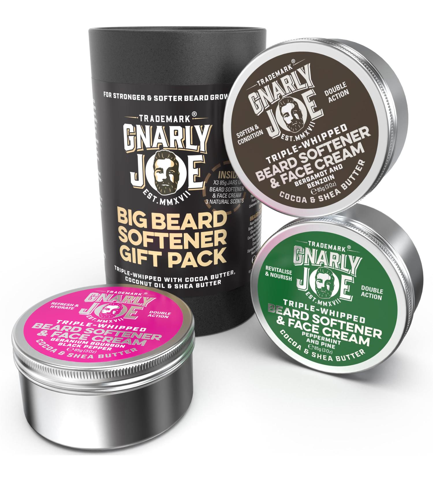 Gnarly Joe Beard Softener Gift Pack for Men (3 Jars All Scents). Triple-Whipped Combined Beard and Face Creams Multipack (All 3 Scents) - Buy Online on SooperMarket.com