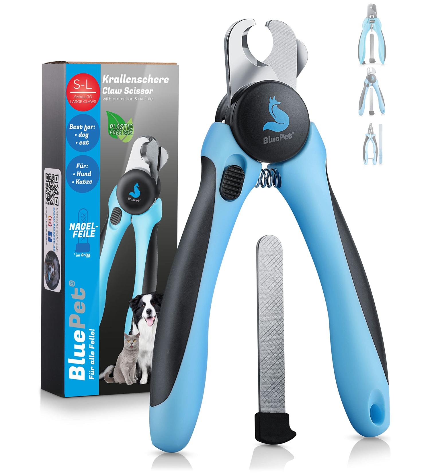 Bluepet Krallensch n Profi Claw Scissors for Dogs & Cats | Safe Nail Trimming with Spacers | Includes Nail File - Bestseller Size M-L - Buy Online on SooperMarket.com
