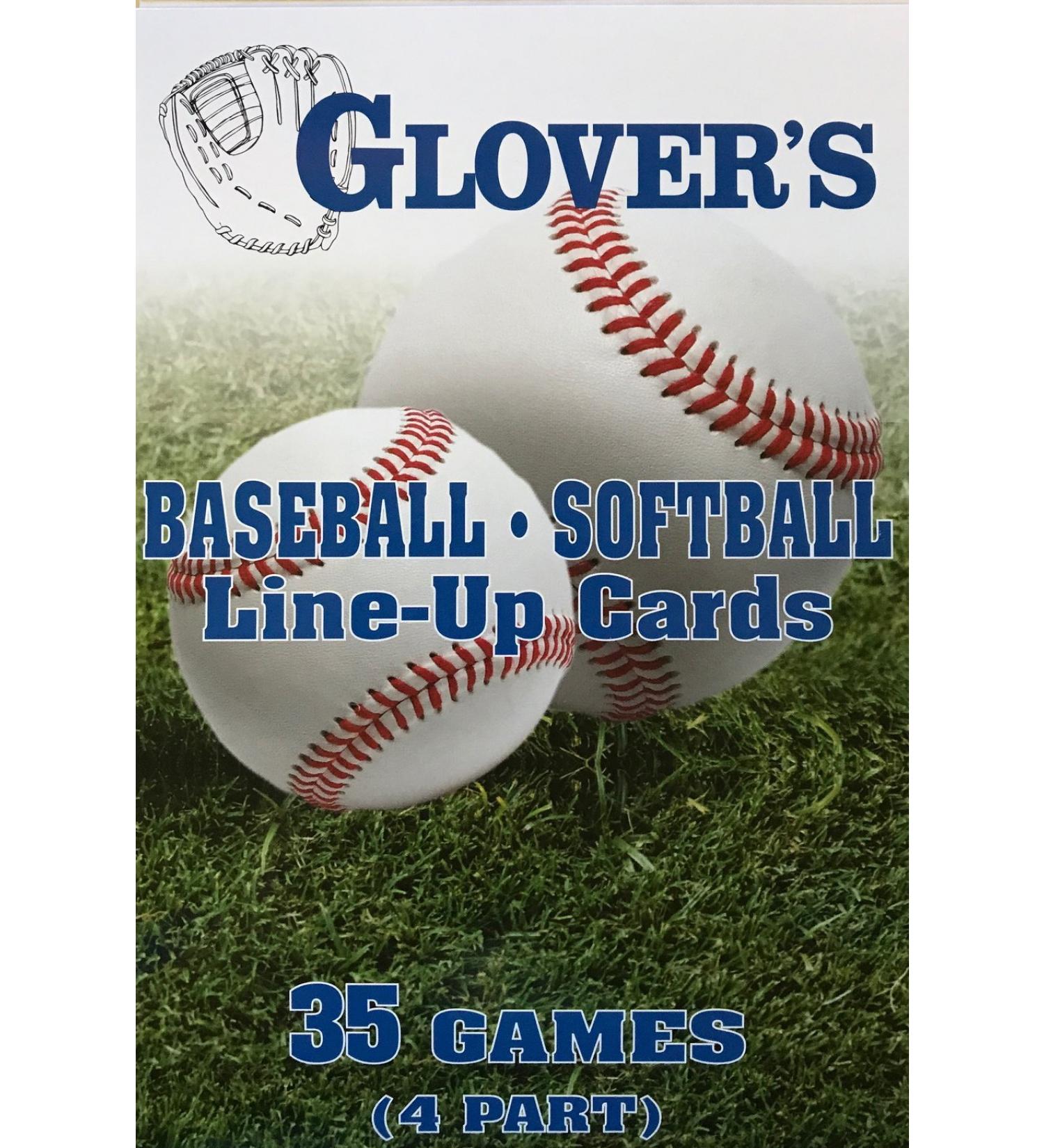 Glover's Scorebooks Baseball/Softball Line-Up Cards, Large (5.5X 8.5, 4 Part)