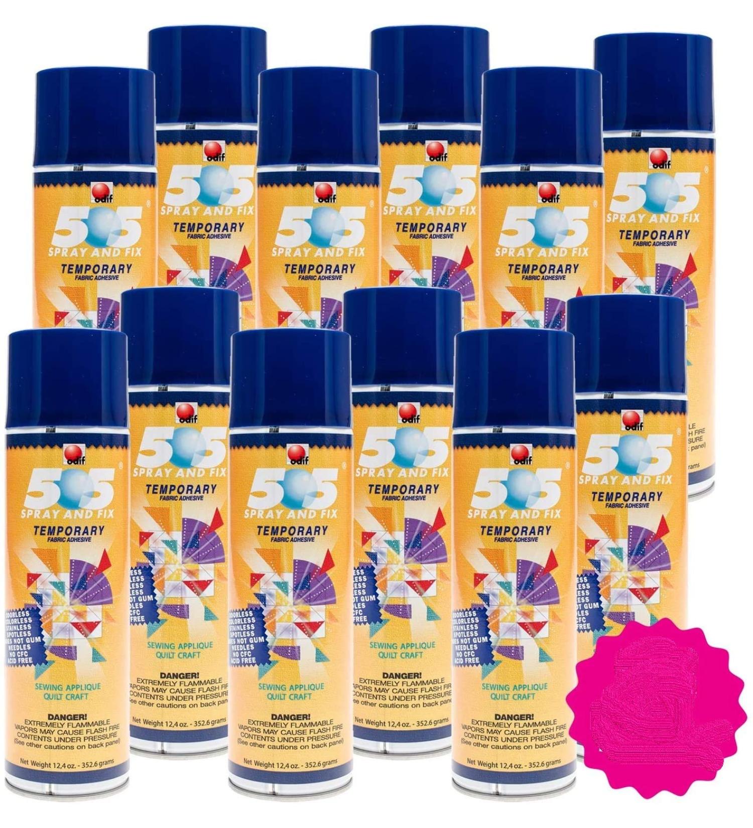 Odif USA 505 Spray & Fix Temporary Fabric Adhesive 12/Pk-12.4oz, 12 Pack