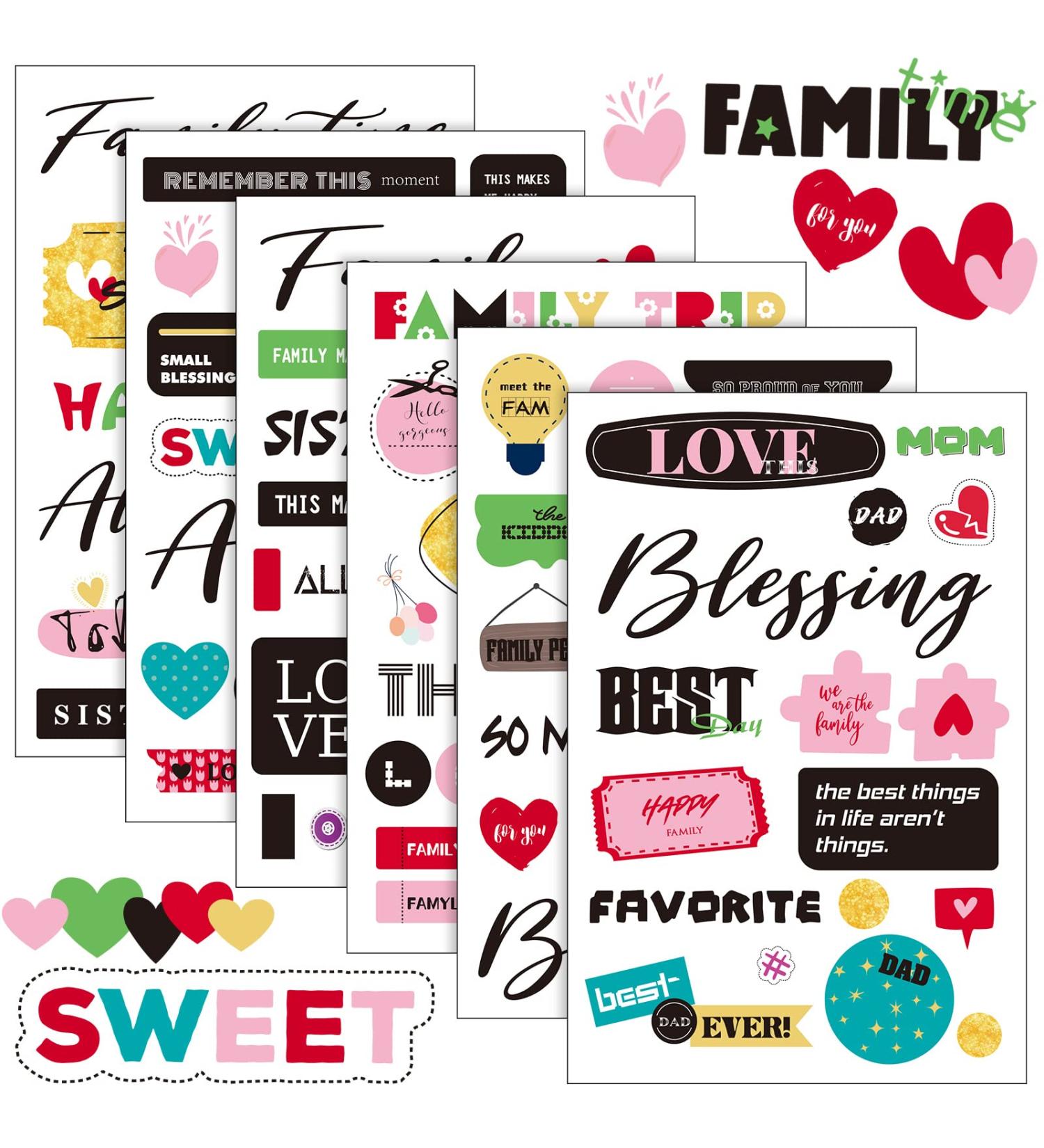 500pc Family Friend Theme Scrapbooking Sticker Decals - Waterproof Vinyl Memories Stickers for Album Embellishment (Family Theme) - Buy Online on SooperMarket.com