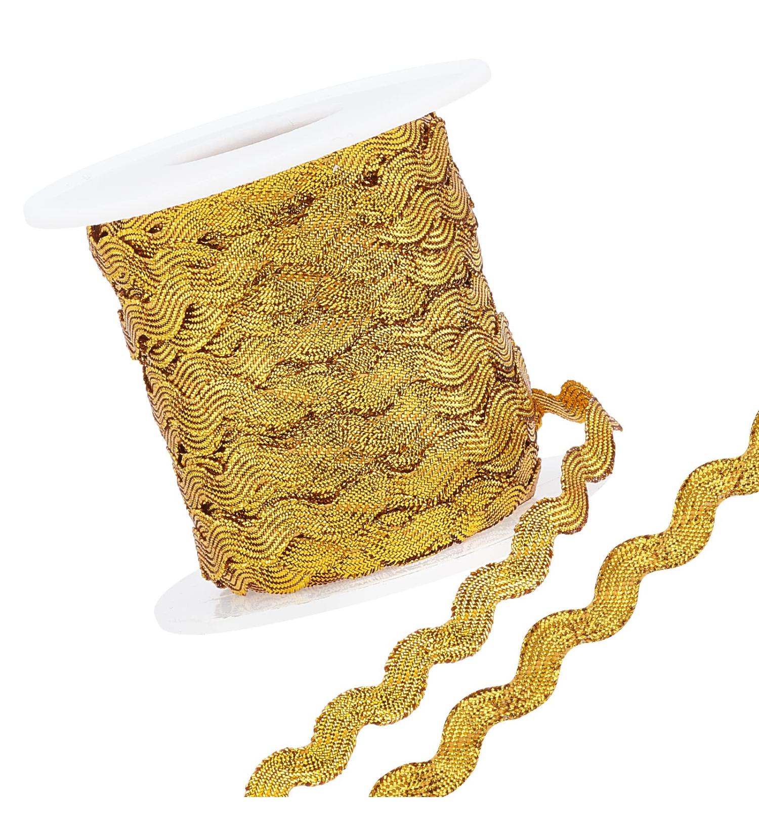GORGECRAFT Glitter Gold RIC Rac Trim Ribbon - 27yd/25m Roll - 5mm Wave Sewing Bending Fringe Trim - Ideal for Flower Making and Wedding Party Decor - Buy Online on SooperMarket.com