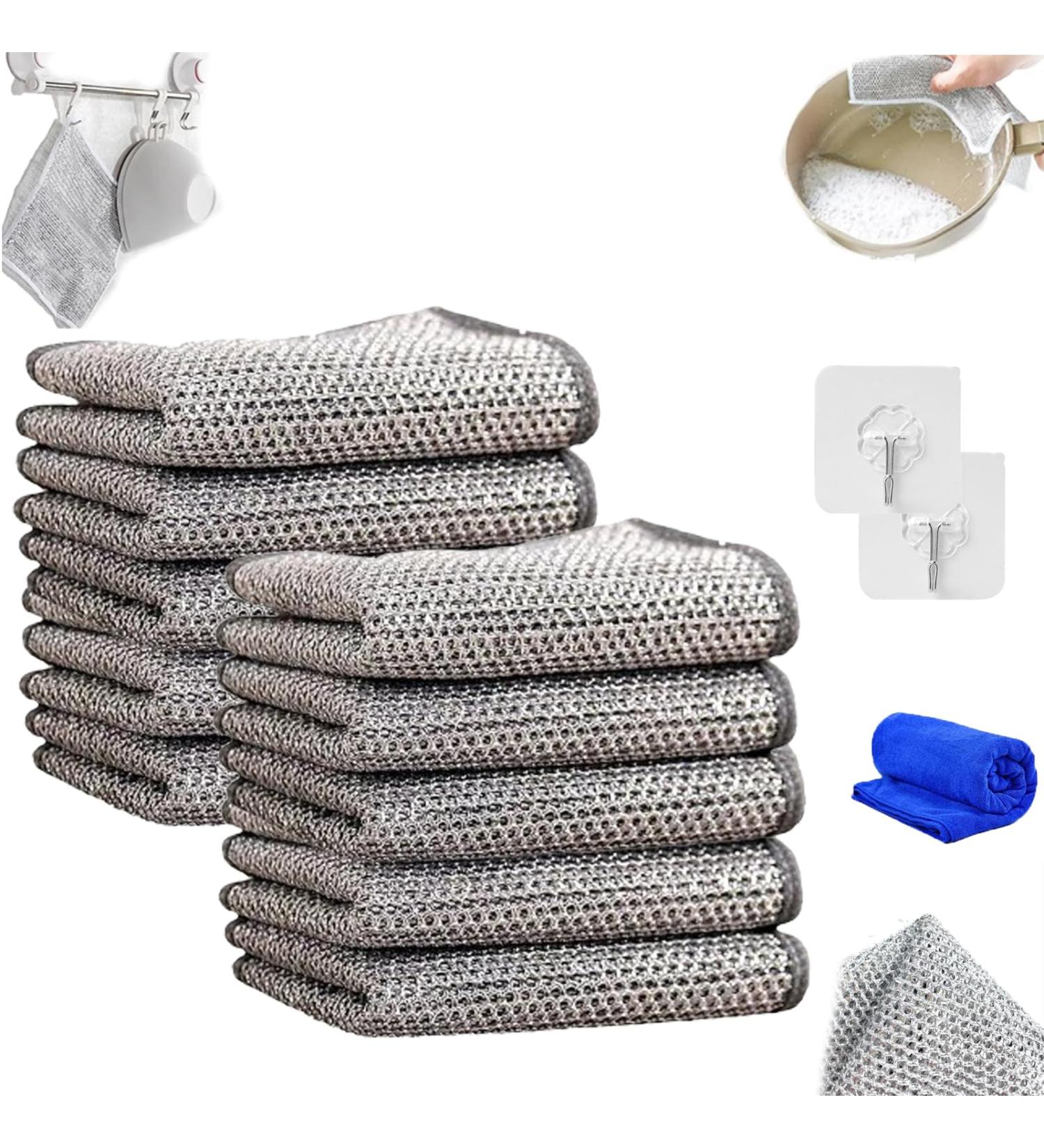 LONGLUAN Non-damaging Metal Bamboo Charcoal Cleaning Cloth Circularite Cleaning Pads Palutia Clean Cloth Non-Scratch Wire Dishcloth Resuable Double-Sided Mesh Metal Wire Cleaning Rag (10 Pcs) - Buy Online on SooperMarket.com