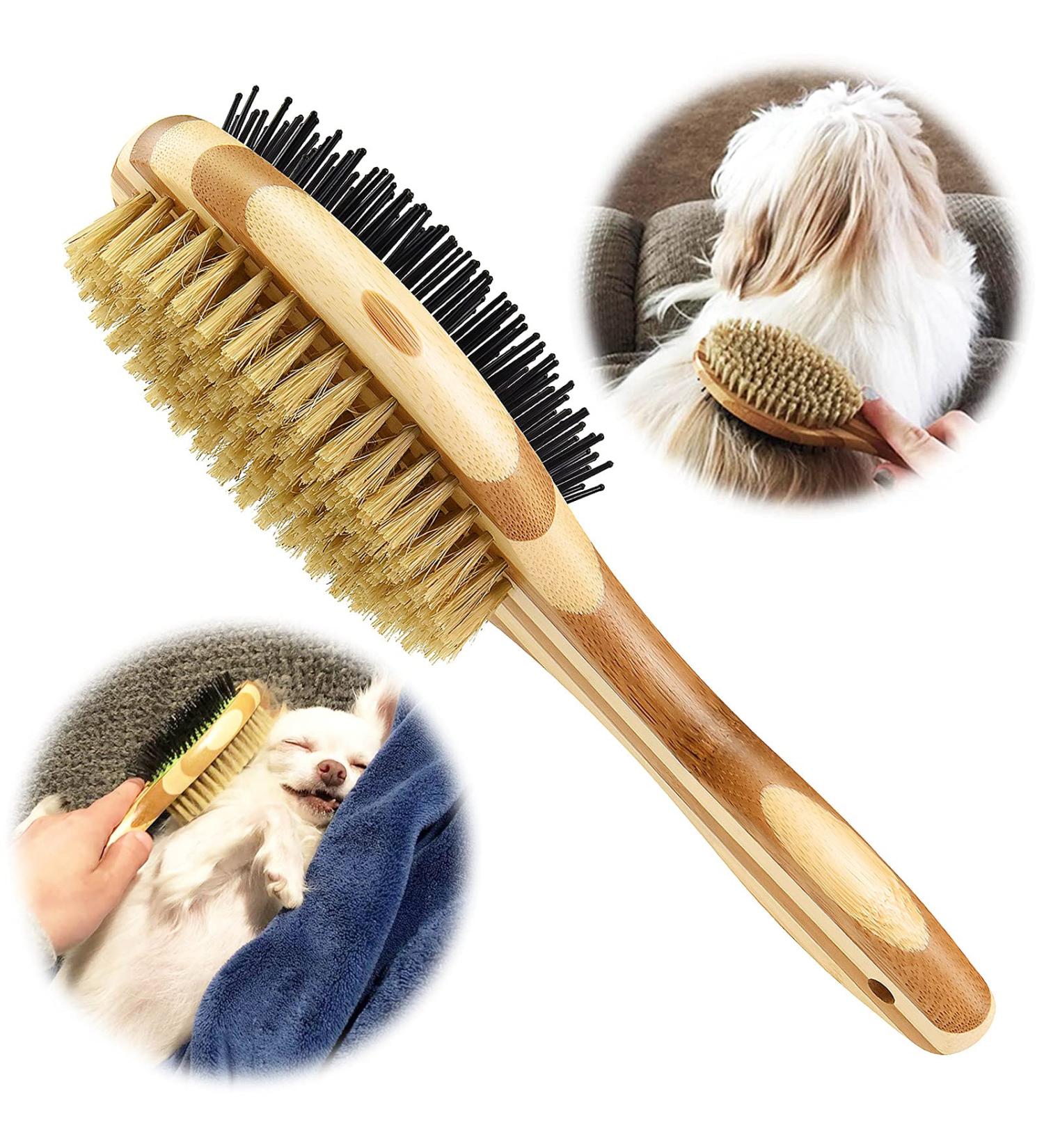 Grooming Brush for Dog & Cat 2 in 1 Dog Pin Brush and Bristle Soft Brush Dogs Comb and Brush for Cleaning Loose Fur & Dirt Msuitable for Long and Short-haired Dogs or Cats - Buy Online on SooperMarket.com