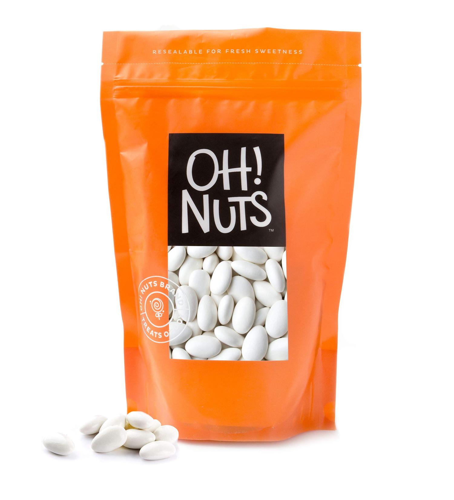 White Jordan Almonds - 2lb Bulk Bag | Crunchy Candy for Weddings & Special Events - Buy Online on SooperMarket.com