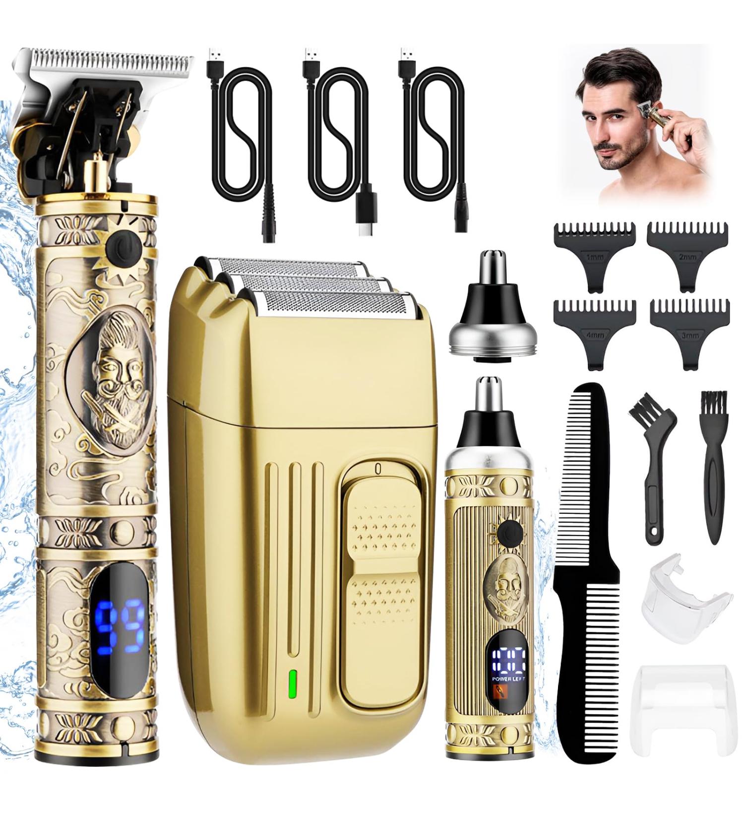 Professional Hair Trimmer & Clippers Set for Men - Cordless Electric Beard Trimmer with LCD Display - Ideal Gift for Grooming - Buy Online on SooperMarket.com