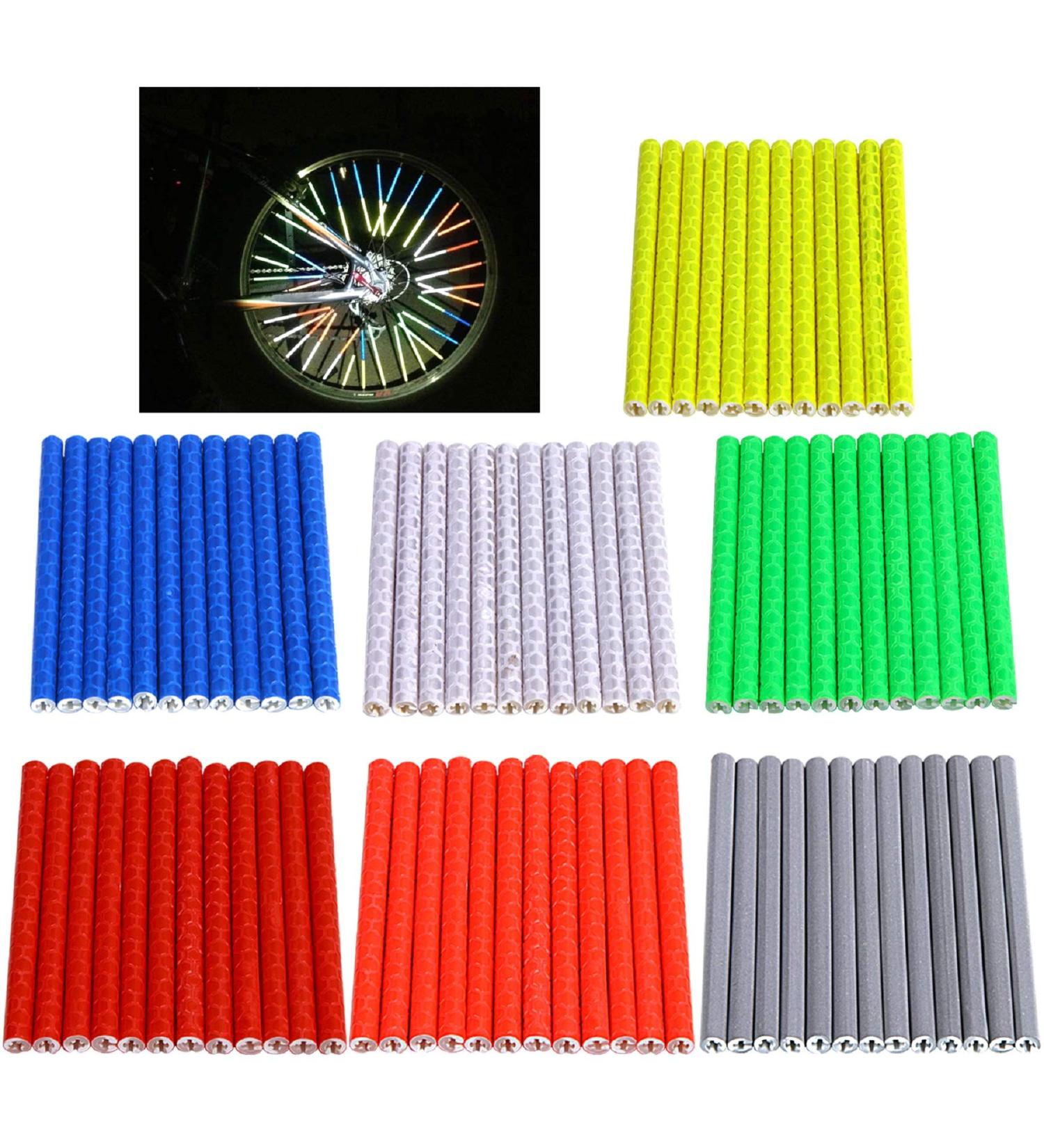 SANNIX 84pcs/7 Sets Bicycle Spoke Skins Wraps - Reflective Wheel Decoration for Kids Road Mountain Bike - Buy Online on SooperMarket.com