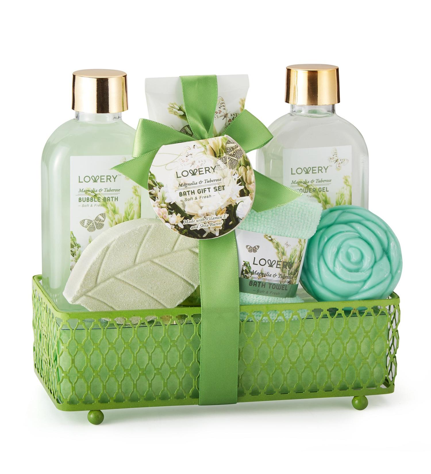 Home Spa Gift Basket - Magnolia & Tuberose Scent 7-Piece Bath & Body Set for Women & Men | Shower Gel Bubble Bath Bath Bomb & More - Perfect Gift - Buy Online on SooperMarket.com