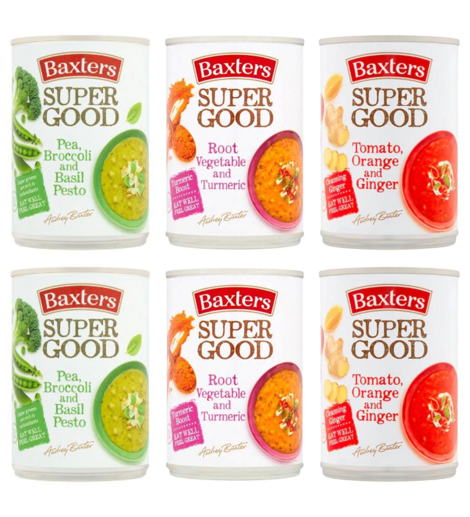 Soup Bundle - Contains Baxters Super Good Soup Pea Broccoli and Basil Pesto Root Vegetable and Turmeric and Tomato Orange and Ginger 2 of each flavor. - Buy Online on SooperMarket.com