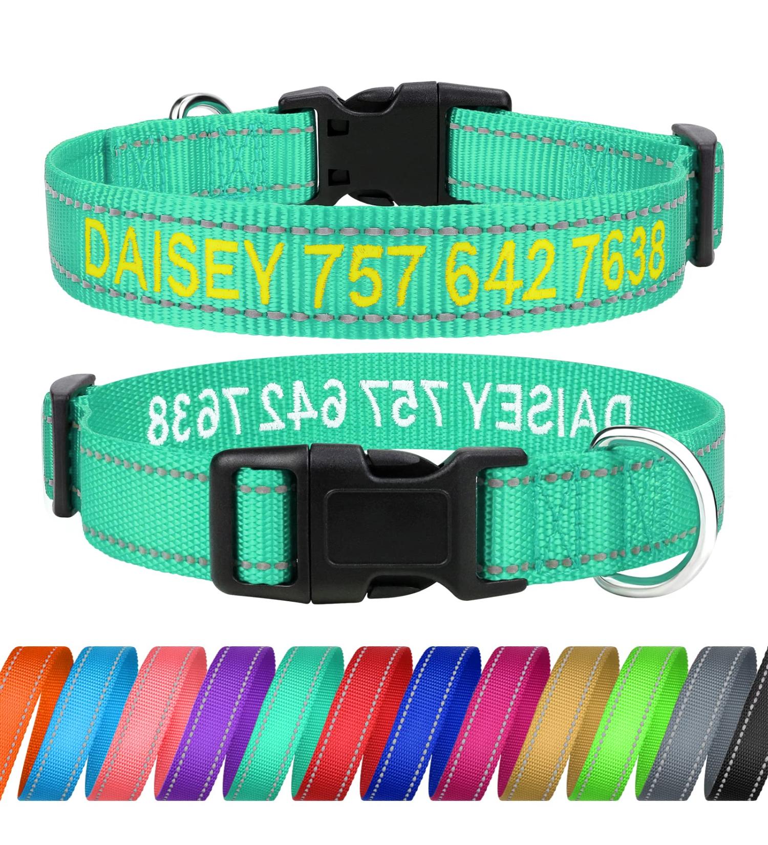 Tagme Personalized Dog Collar for Small Dogs - Embroidered Reflective Nylon Collar with Pet Name & Phone Number - Turquoise XS (1 Pack) - Buy Online on SooperMarket.com