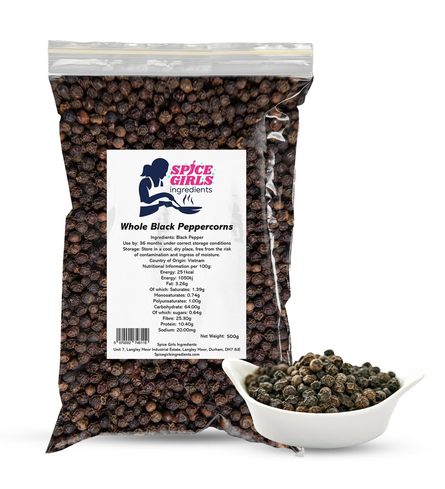 Premium Whole Black Peppercorns - 500g Resealable Pouch | Freshly Packed Black Peppercorns for Pepper Grinder Refill | Bold Taste - 500 Grams - Buy Online on SooperMarket.com