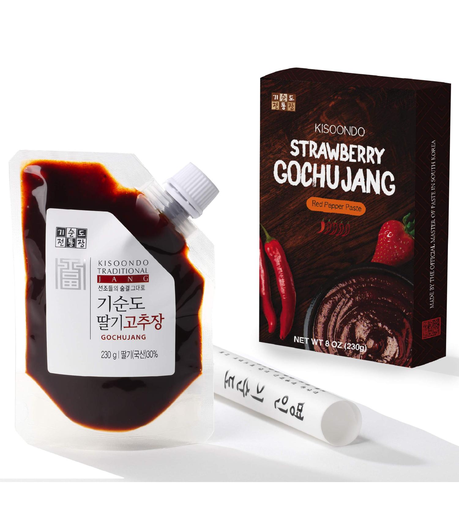 Kisoondo Strawberry Gochujang (8oz) - Organic Fermented Korean Red Chili Paste | Mildly Spicy Sauce 8oz (1 Pack) - Buy Online on SooperMarket.com