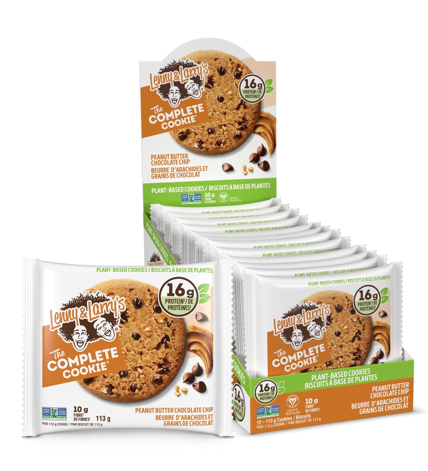 Lenny & Larry's The Complete Cookie Peanut Butter Chocolate Chip 16g Plant Protein Certified Vegan Non-GMO 4 Ounce Cookie (Pack of 12) - Buy Online on SooperMarket.com