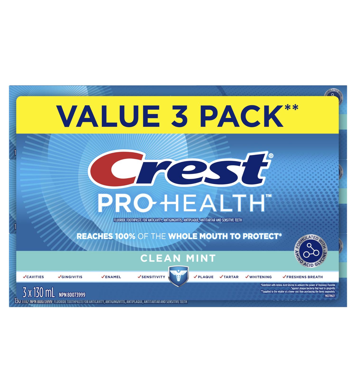 Crest Pro-Health Toothpaste Smooth Formula Clean Mint 130 mL (Pack of 3) Pro Health Toothpaste (3-Pack) - Buy Online on SooperMarket.com
