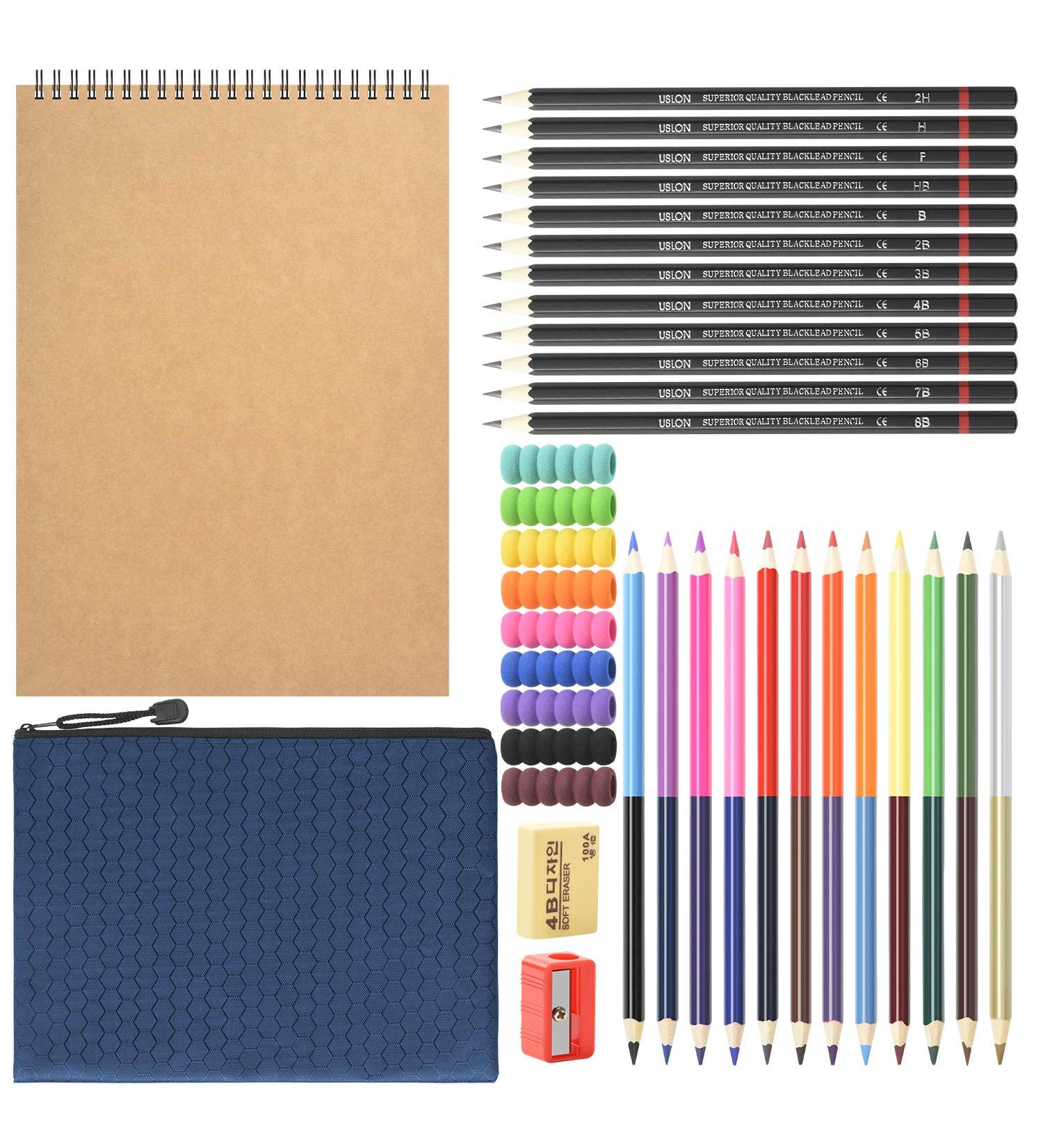 37-Piece Drawing Sketching Pencils Set with Sketchbook and Accessories for Kids and Adults - Art Kit for Beginners - Buy Online on SooperMarket.com