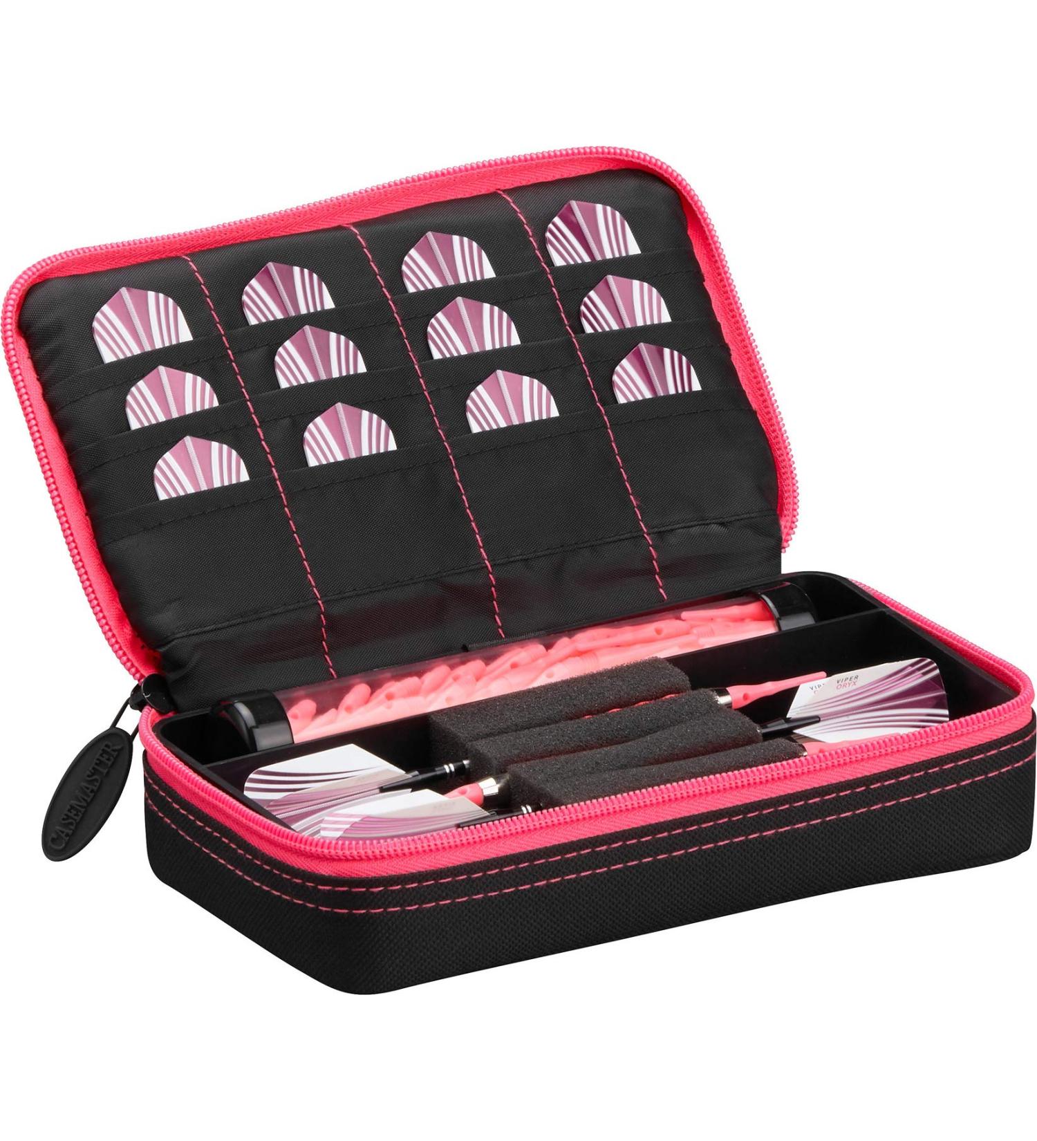 Casemaster Plazma Dart Case - Holds 3 Darts with Storage Tube and Pockets - Pink Trim - Buy Online on SooperMarket.com