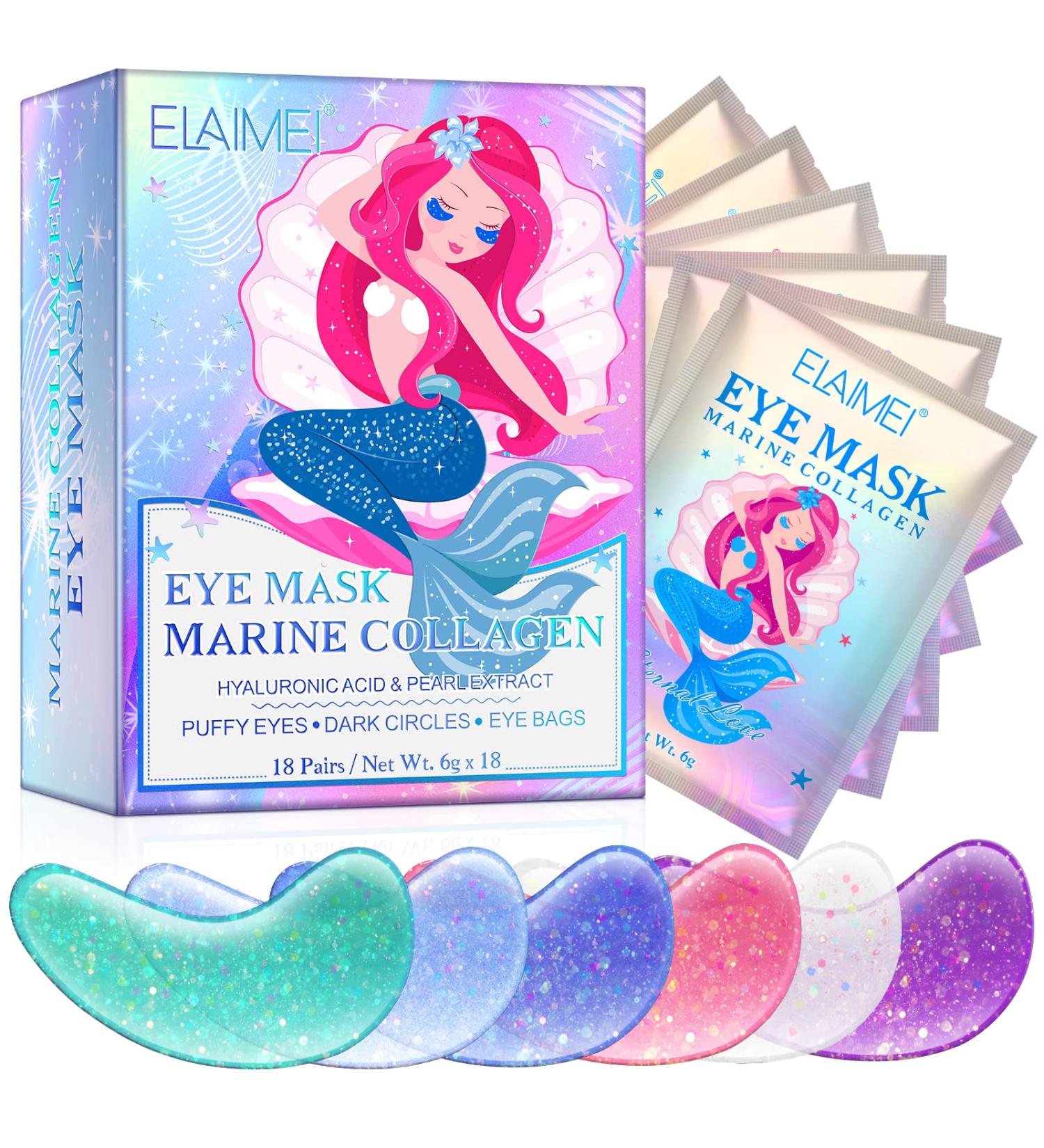 Natural Marine Collagen & Hyaluronic Acid Eye Masks - 18 Pairs Anti-Aging Pads for Dark Circles & Swollen Eyes - Buy Online on SooperMarket.com