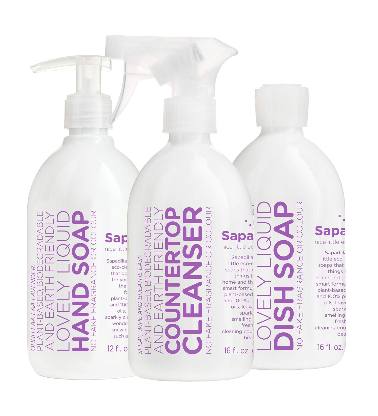 Sapadilla Sweet Lavender + Lime Variety Pack: Dish Soap, Hand Soap & Countertop Cleanser - Buy Online on SooperMarket.com