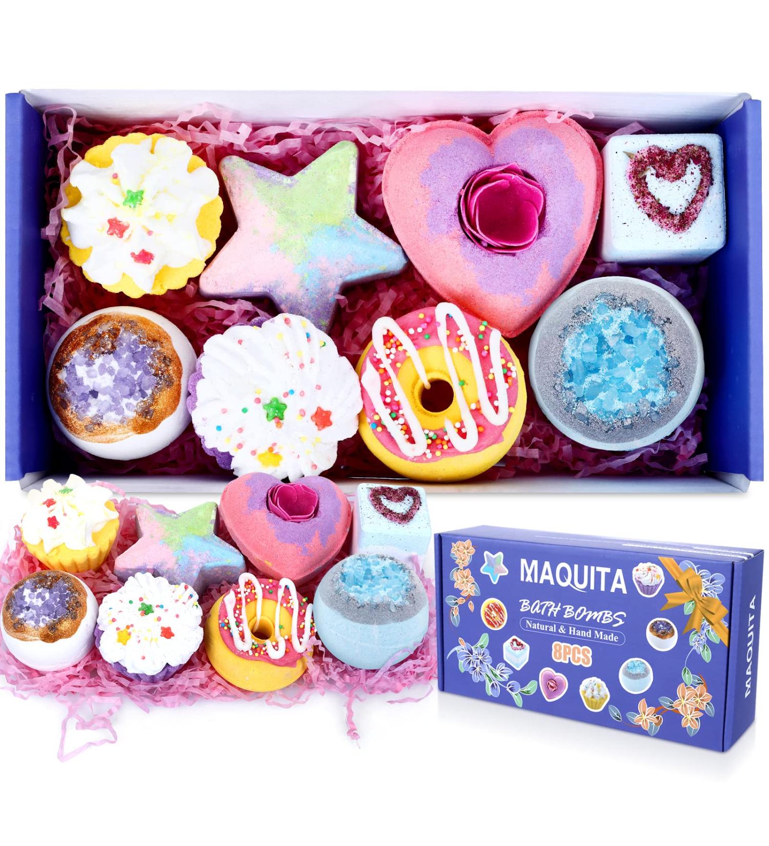 Bathing Bombs Gift Set - 8 Pieces for Mental Relaxation & Stress Relief | Perfect Valentine's Birthday & Christmas Gifts for Women - Buy Online on SooperMarket.com