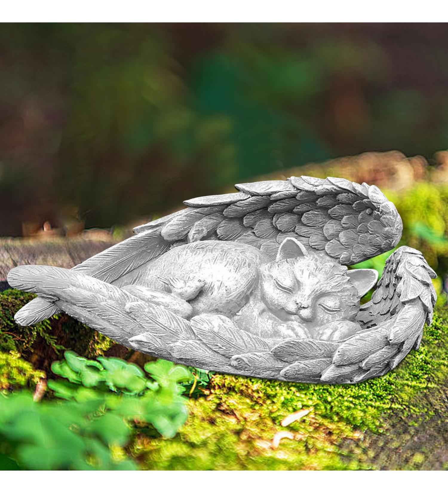 Cat Memorial Statue Angel Wings Ornament Cat Angel Statue Commemorative Stone Statue for Cat Cat Memorial Gifts Resin Pet Memorial Stone Angel Wings Figurine to Honor Cherished Pets - Buy Online on SooperMarket.com