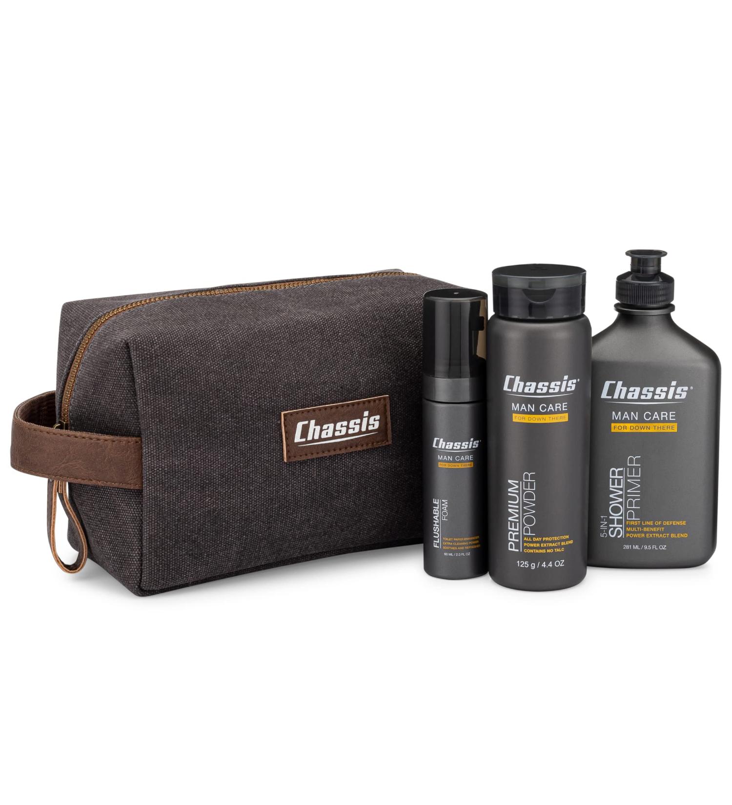 Ultimate Chassis Gift Set: Flushable Foam Premium Body Powder Body Wash & Wipes - Perfect for Men - Buy Online on SooperMarket.com