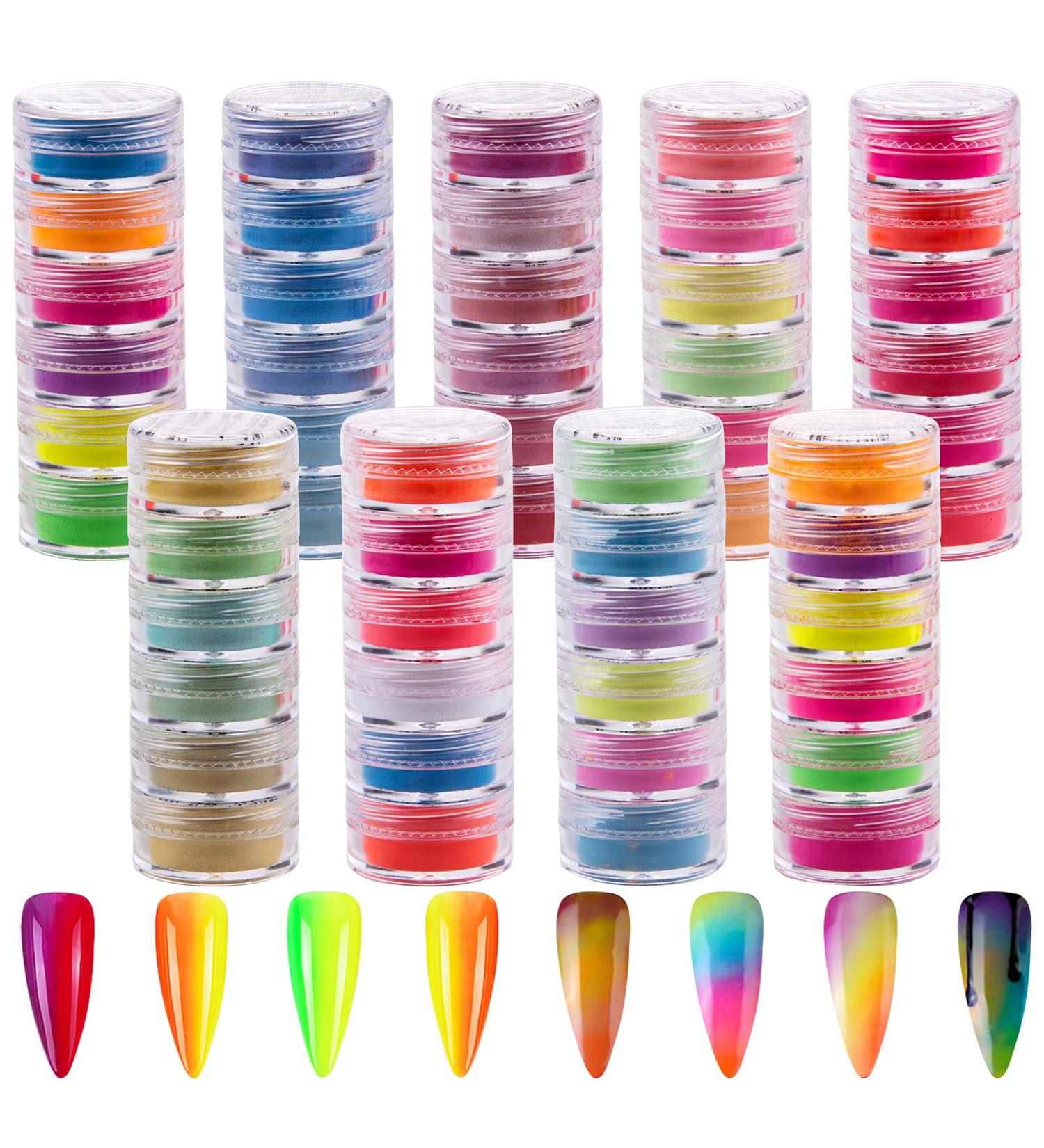 Duufin 54 Colors Nail Powder - Luminous Glitter Halo Pigment for Nail Art, Body & Craft - Buy Online on SooperMarket.com