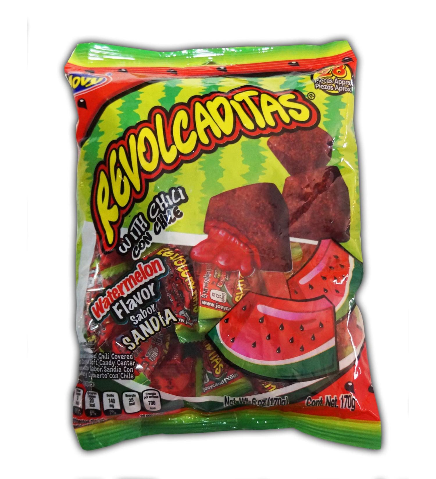 Jovy Revolcaditas Chili Watermelon Candy 6oz Bag - Spicy Watermelon Chili Flavor - 6 Ounce Pack of 1 - Buy Online on SooperMarket.com