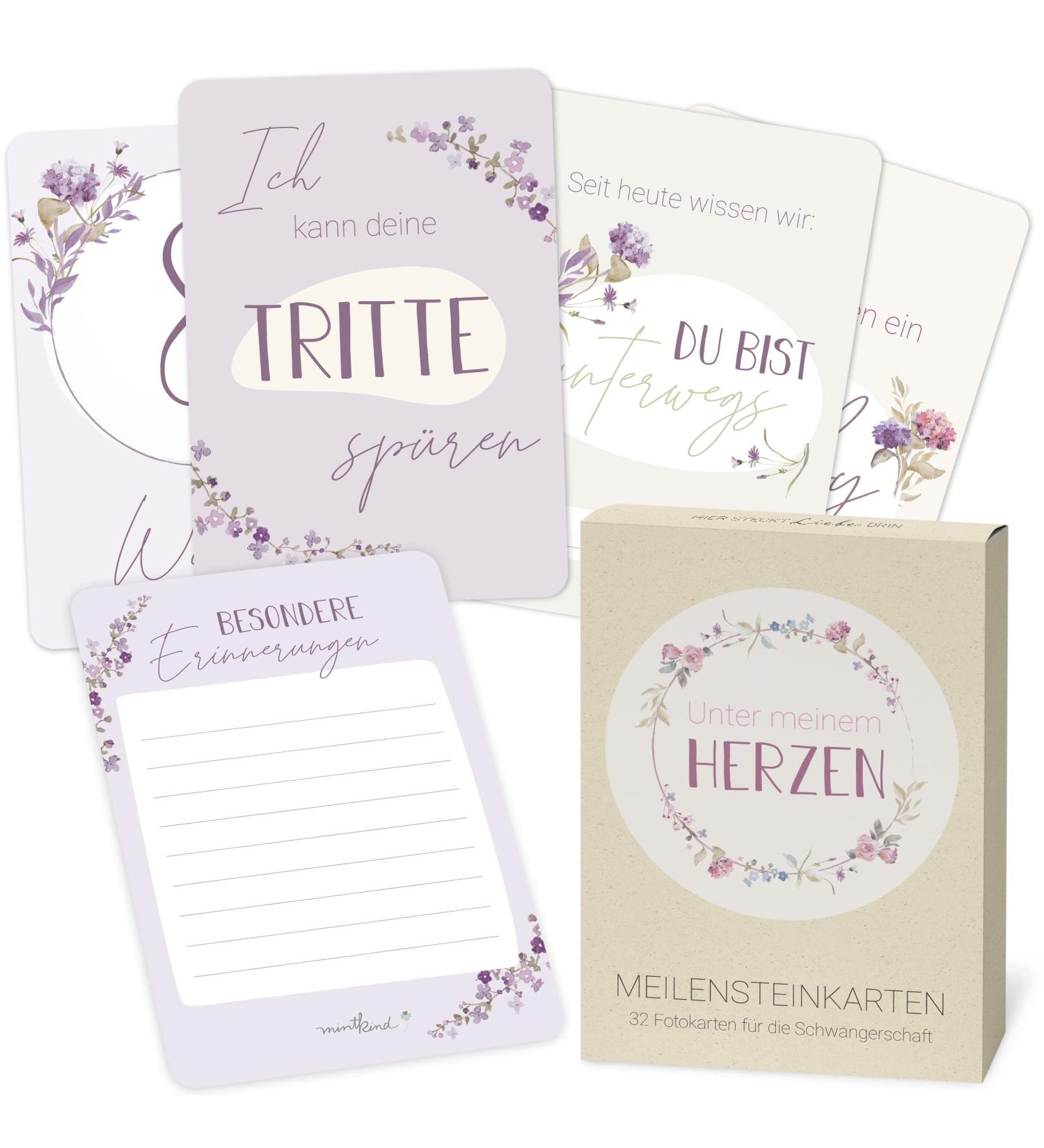 Mintkind Milestone Cards for Pregnancy | 32 Floral Baby Bump Photo Cards | Perfect Gift for Expectant Mothers | Announce Pregnancy - Buy Online on SooperMarket.com