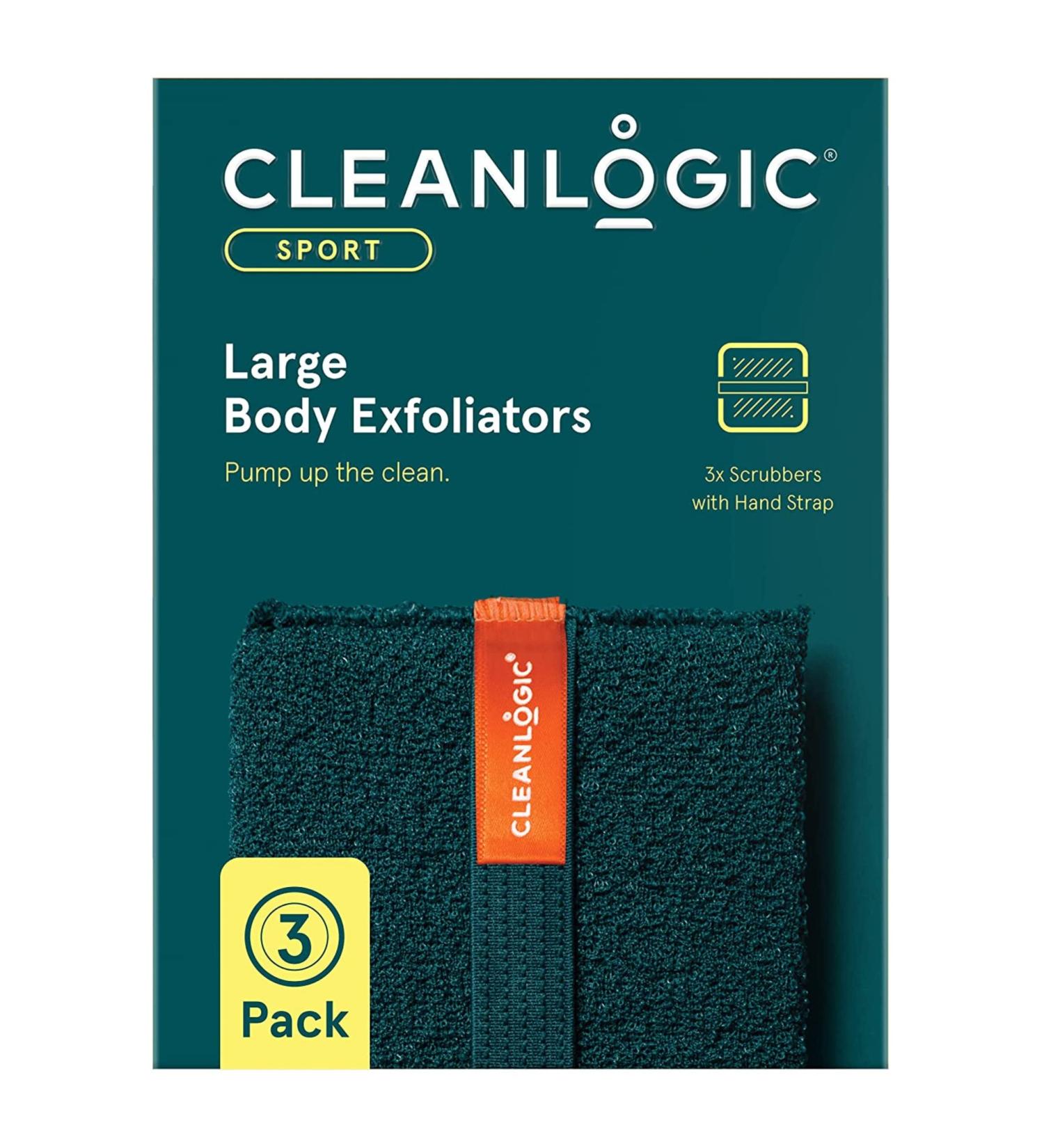 Cleanlogic Sport Exfoliating Body Scrubber - 3 Pack Assorted Colors | Large Exfoliator Tool for Athletes | Daily Skincare Routine for Smooth Clean Skin - Buy Online on SooperMarket.com