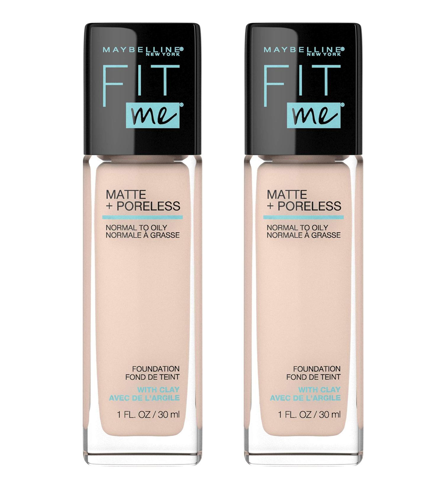 Maybelline Fit Me Matte + Poreless Liquid Foundation Makeup 112 Natural Ivory 1 Fl Oz x 2 - Pack of 2 | Oil-Free Formula - Buy Online on SooperMarket.com