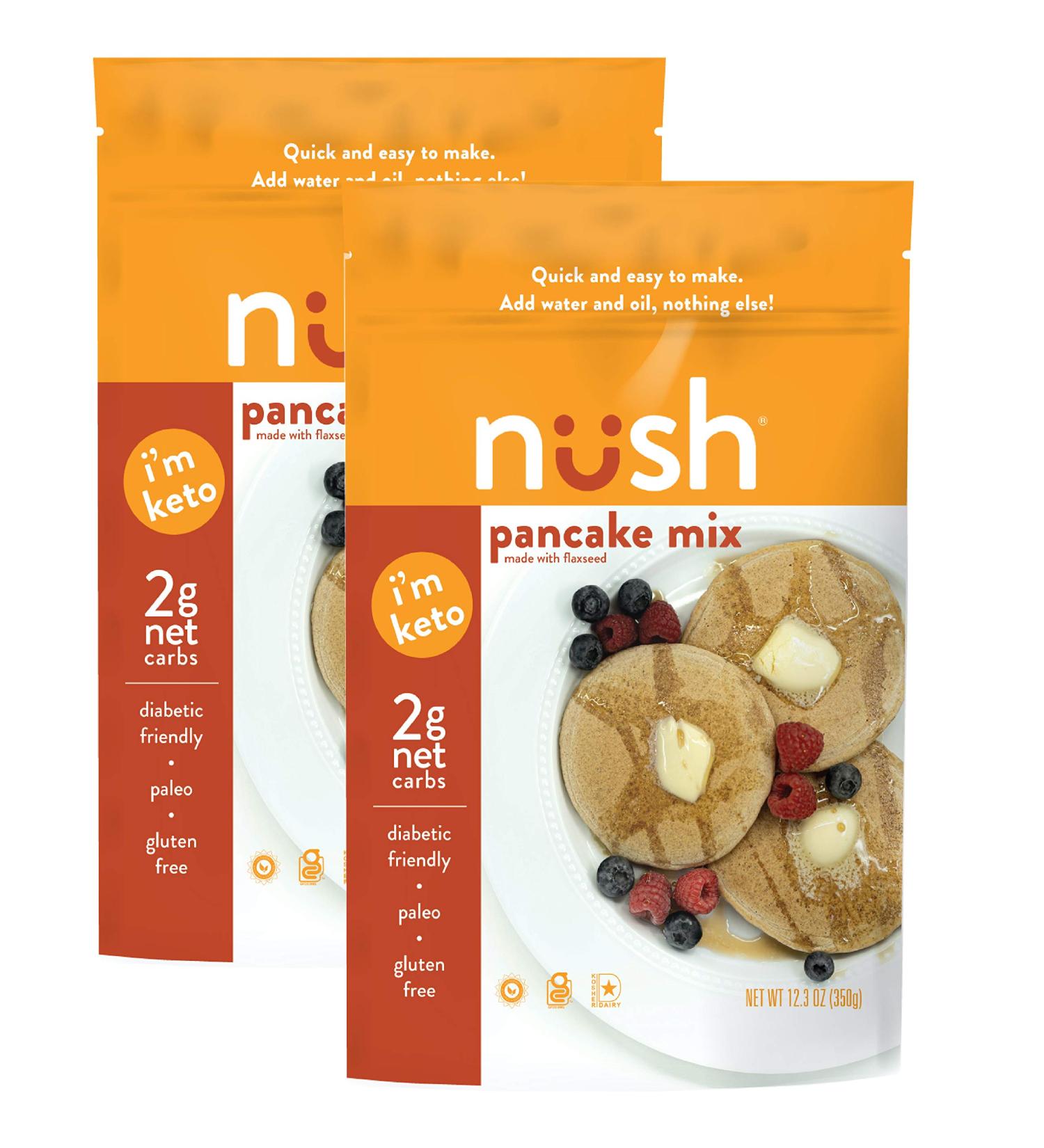 Nush Foods Keto Pancake Mix (2-Pack) - Original Flax Gluten-Free Grain Free Paleo Diabetic Friendly Snack - No Sugar Added Low Carb Healthy Option - 12.3 oz - Buy Online on SooperMarket.com