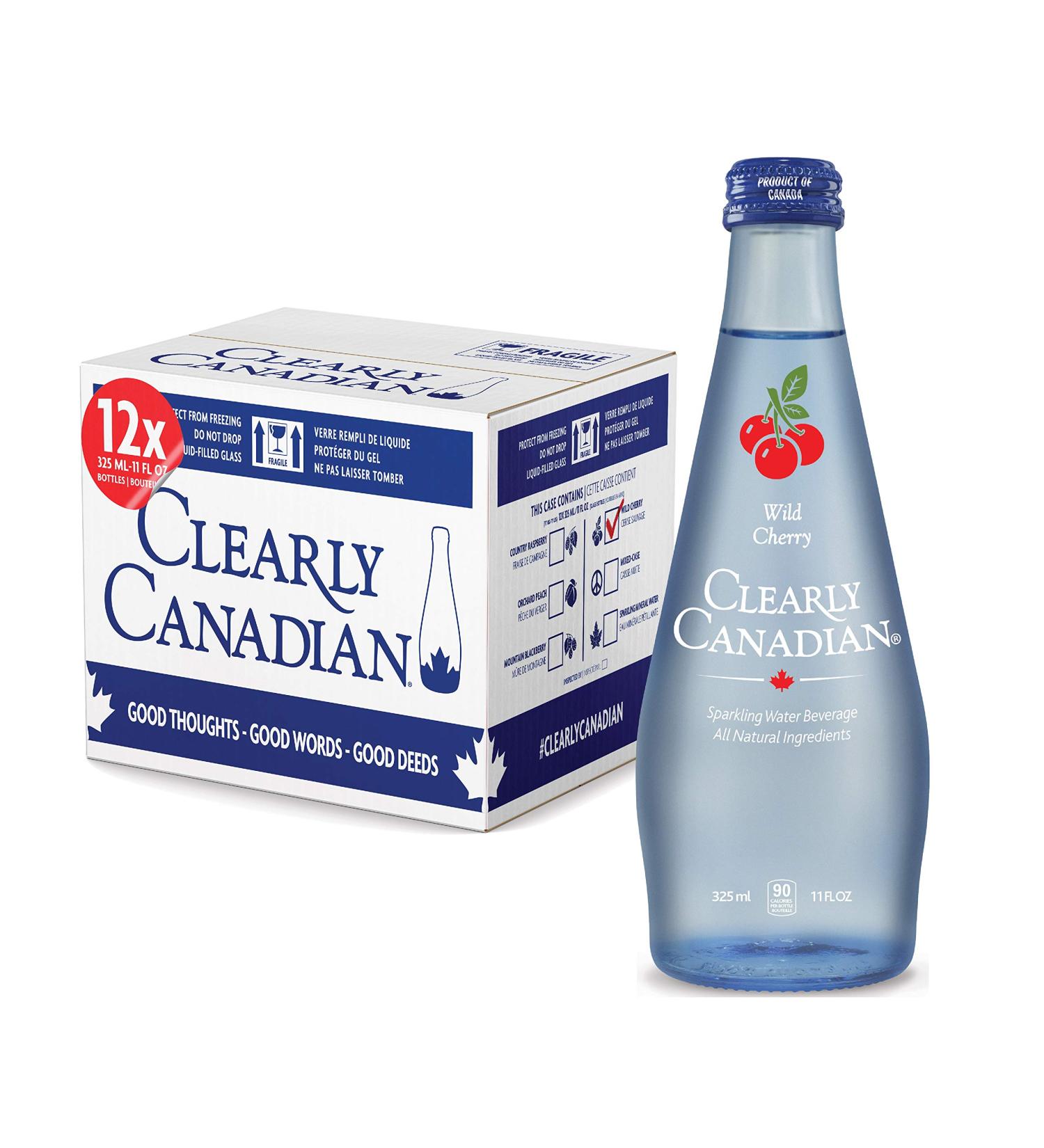 Clearly Canadian Wild Cherry Sparkling Spring Water - 1 Case (12 Bottles x 325mL) - Buy Online on SooperMarket.com