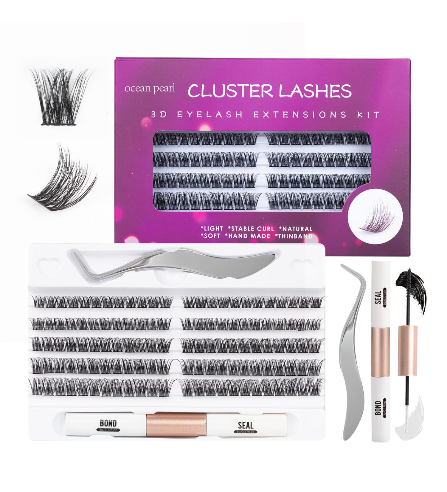 DIY Eyelash Extension Kit with 120 Cluster Lashes | C/D Curl, Mix 10-16mm Length | Includes Tweezers, Lash Bond & Seal - OP01 - Buy Online on SooperMarket.com