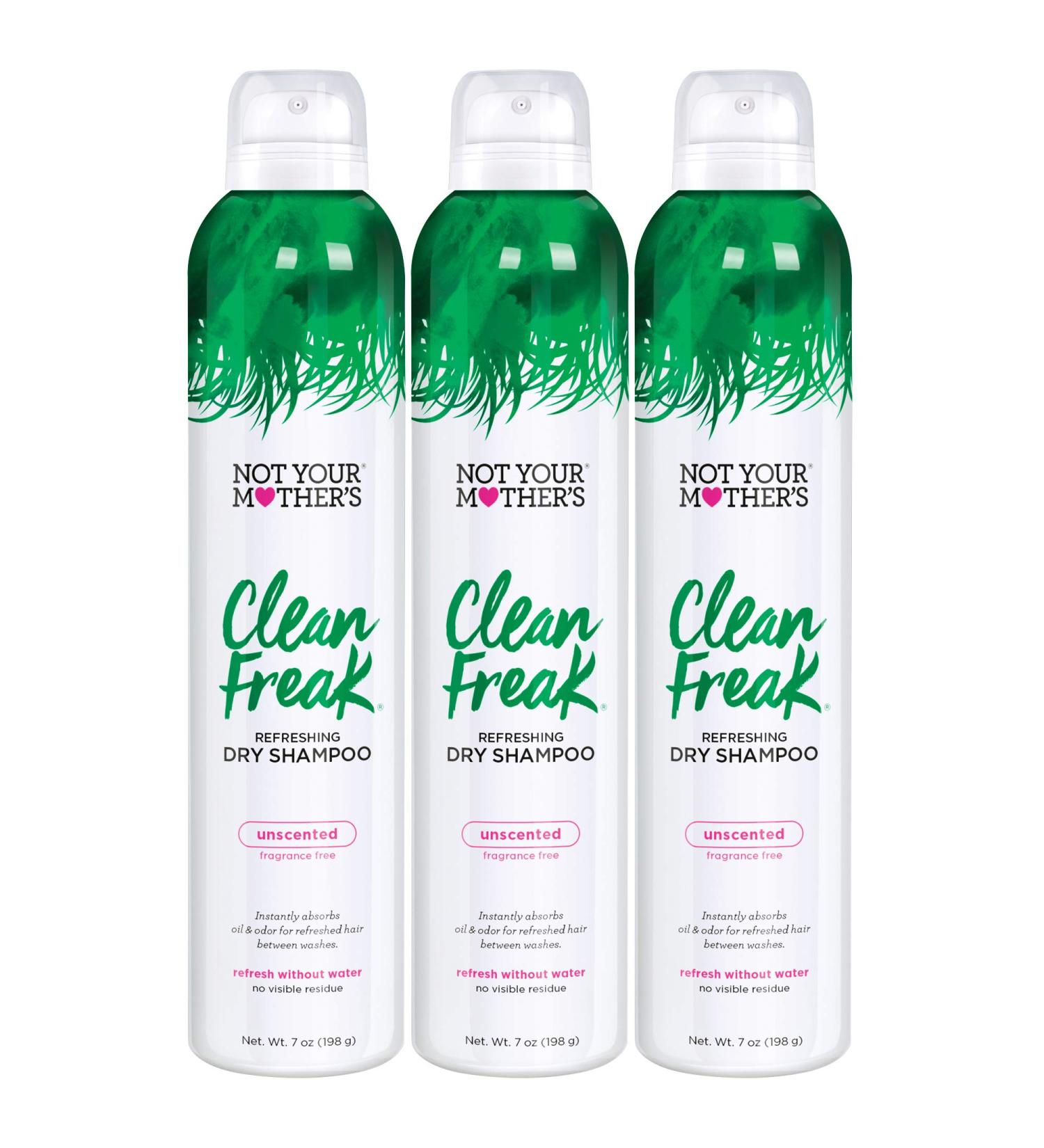 Not Your Mother's Clean Freak Dry Shampoo (3-Pack) - 7 oz - Unscented Formula - Instantly Refresh Hair - Absorbs Oil - 7 Ounce (Pack of 3) - Buy Online on SooperMarket.com
