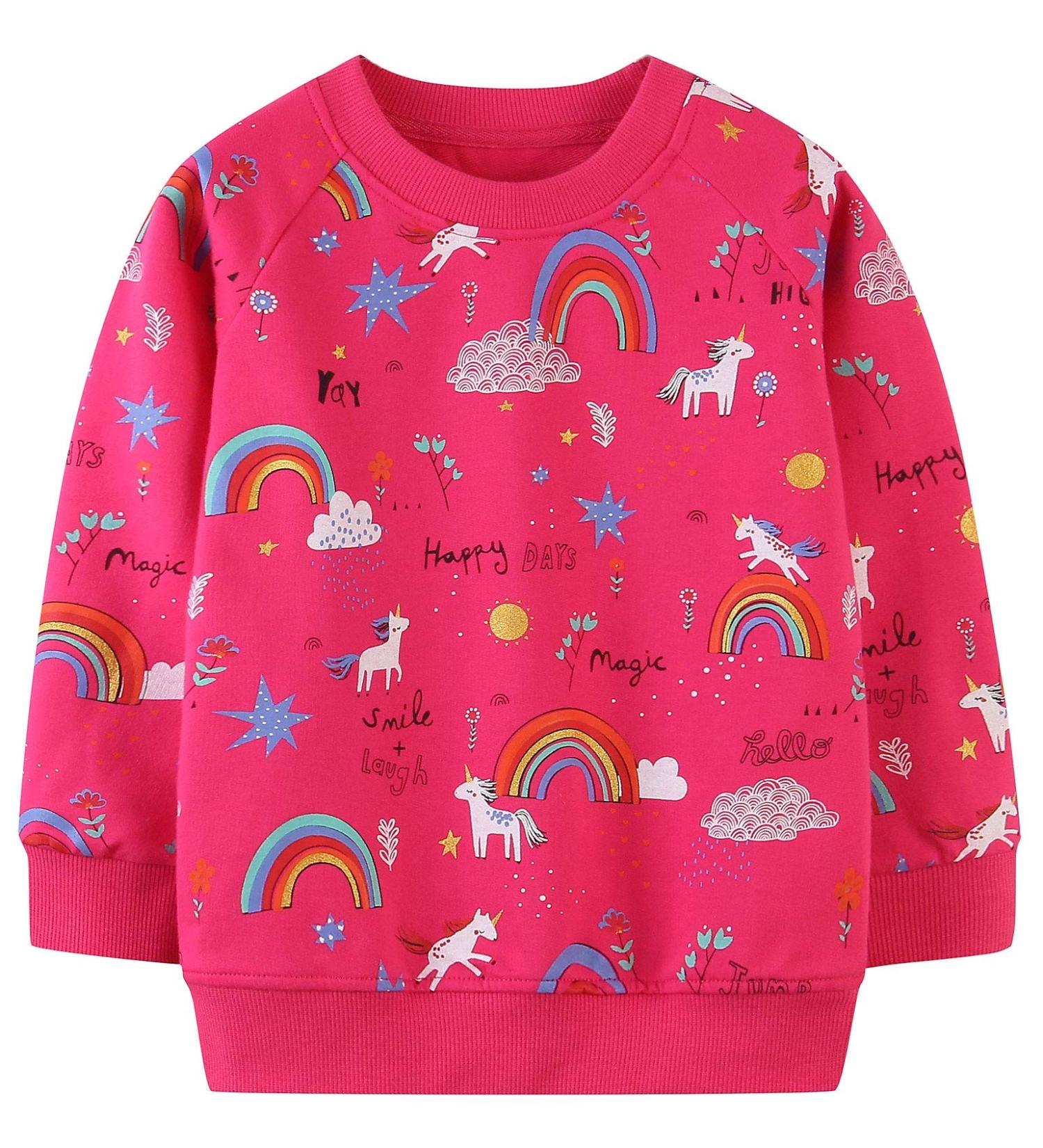Cotton Girls Sweatshirt for Kids | Long Sleeve Casual Jumper | Toddler Clothes | Age 1-12 Years | 7-8 Years | Rose Red - Buy Online on SooperMarket.com