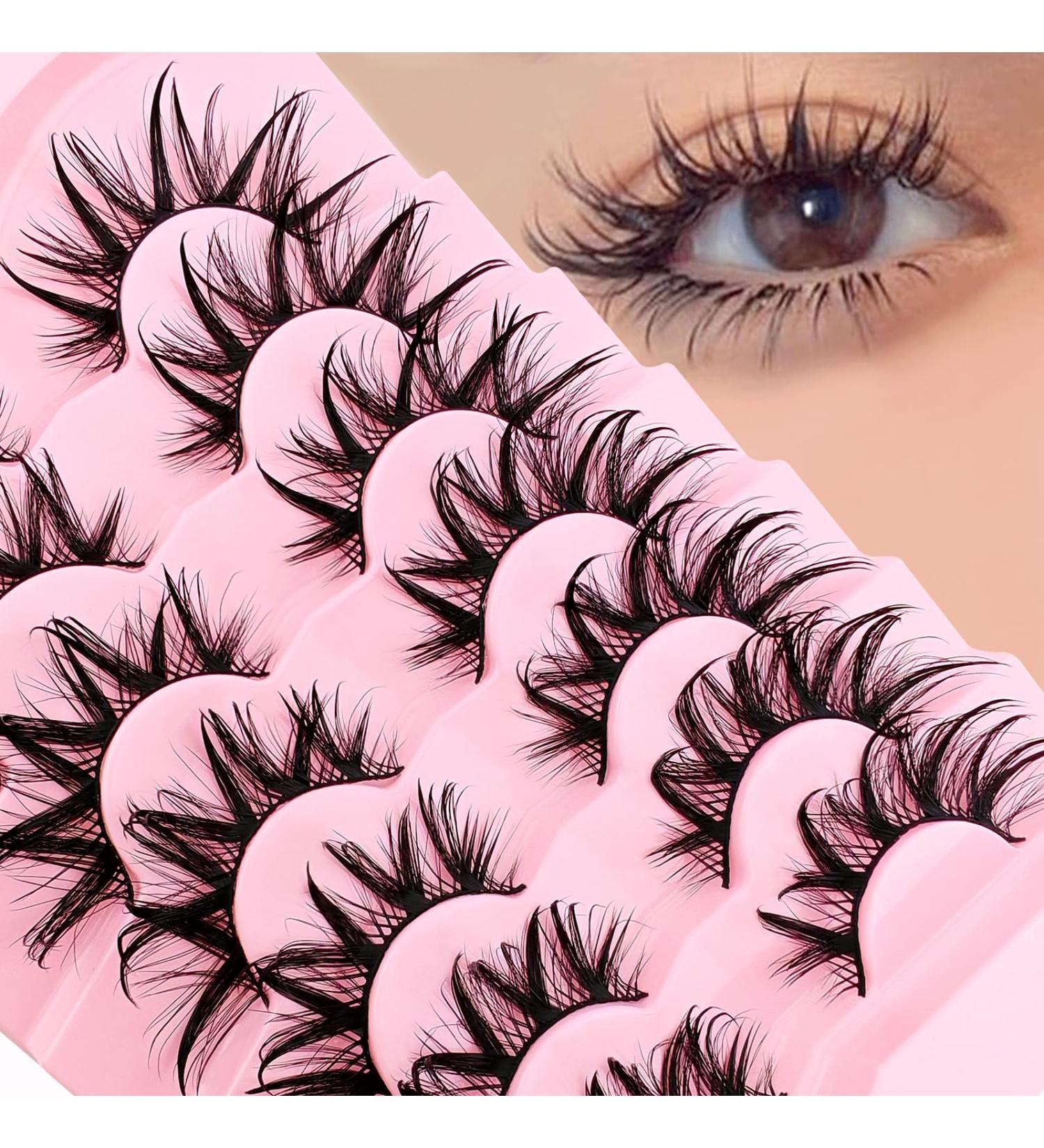 Heracks False Eyelashes Faux Mink Wet Look D-curl Cat-Eye Japanese Style Cosplay Spiky Anime Lashes 20 mm Long Dramatic Thick 7 Pair 7P-Wet-S23 - Buy Online on SooperMarket.com