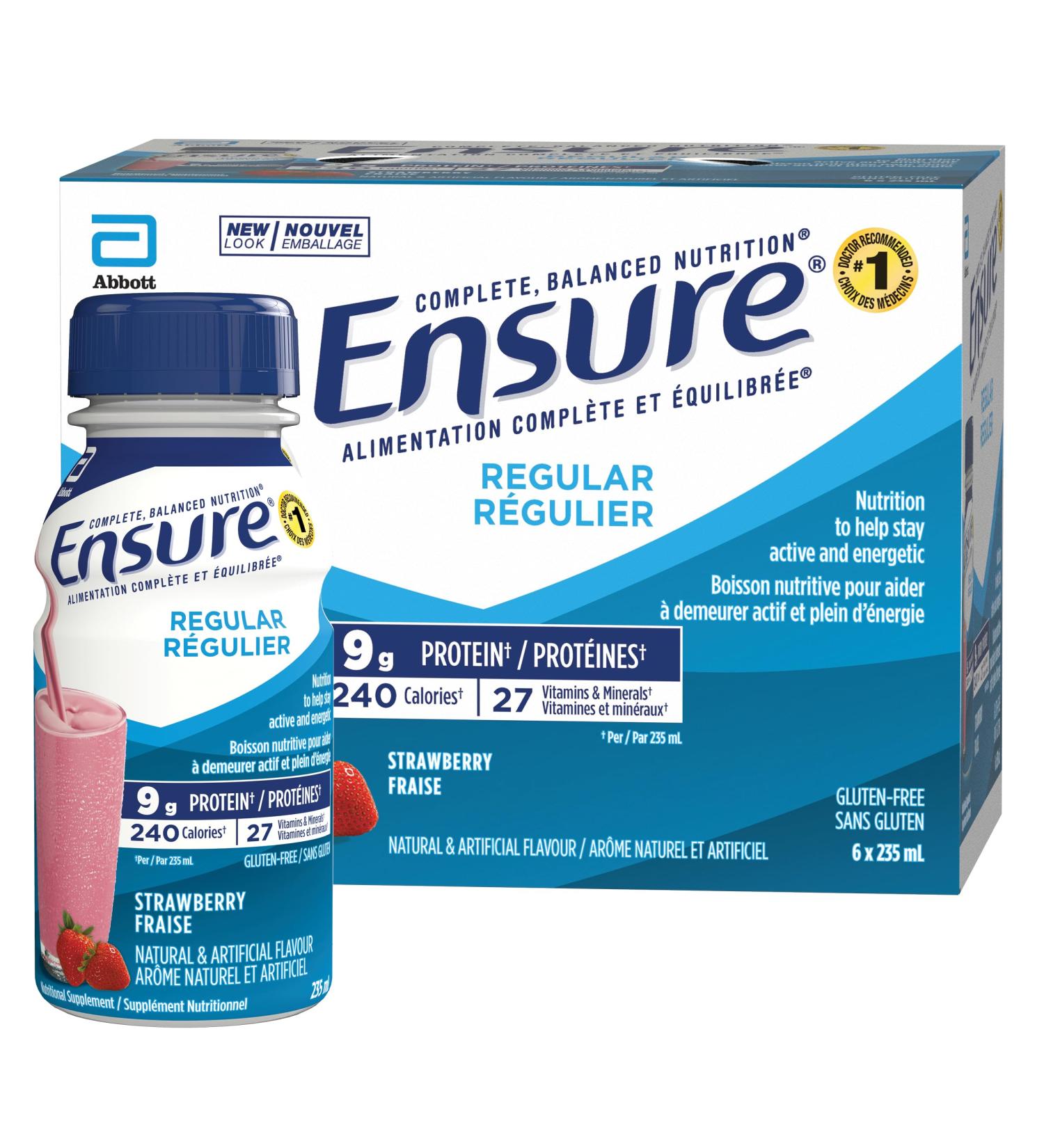 Ensure Regular Nutritional Supplement Shake Nutrition To Stay Active And Energetic Strawberry 6 x 235-mL Bottles Strawberry 235 ml (Pack of 6) - Buy Online on SooperMarket.com