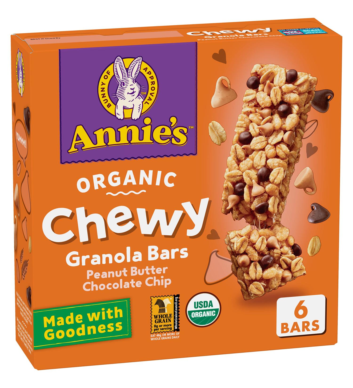 Annie's Organic Chewy Granola Bars - Peanut Butter Chocolate Chip, 5.34 oz (12 Pack) - Healthy Snack Choices - Buy Online on SooperMarket.com