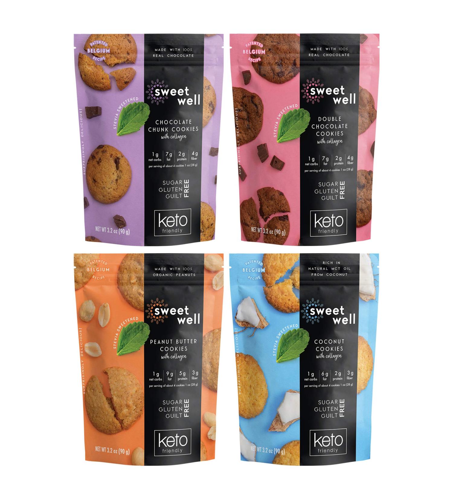 Sweetwell Low-Carb Keto-Friendly Collagen Snack - Sugar Free Variety Pack (4-Pack) - Buy Online on SooperMarket.com