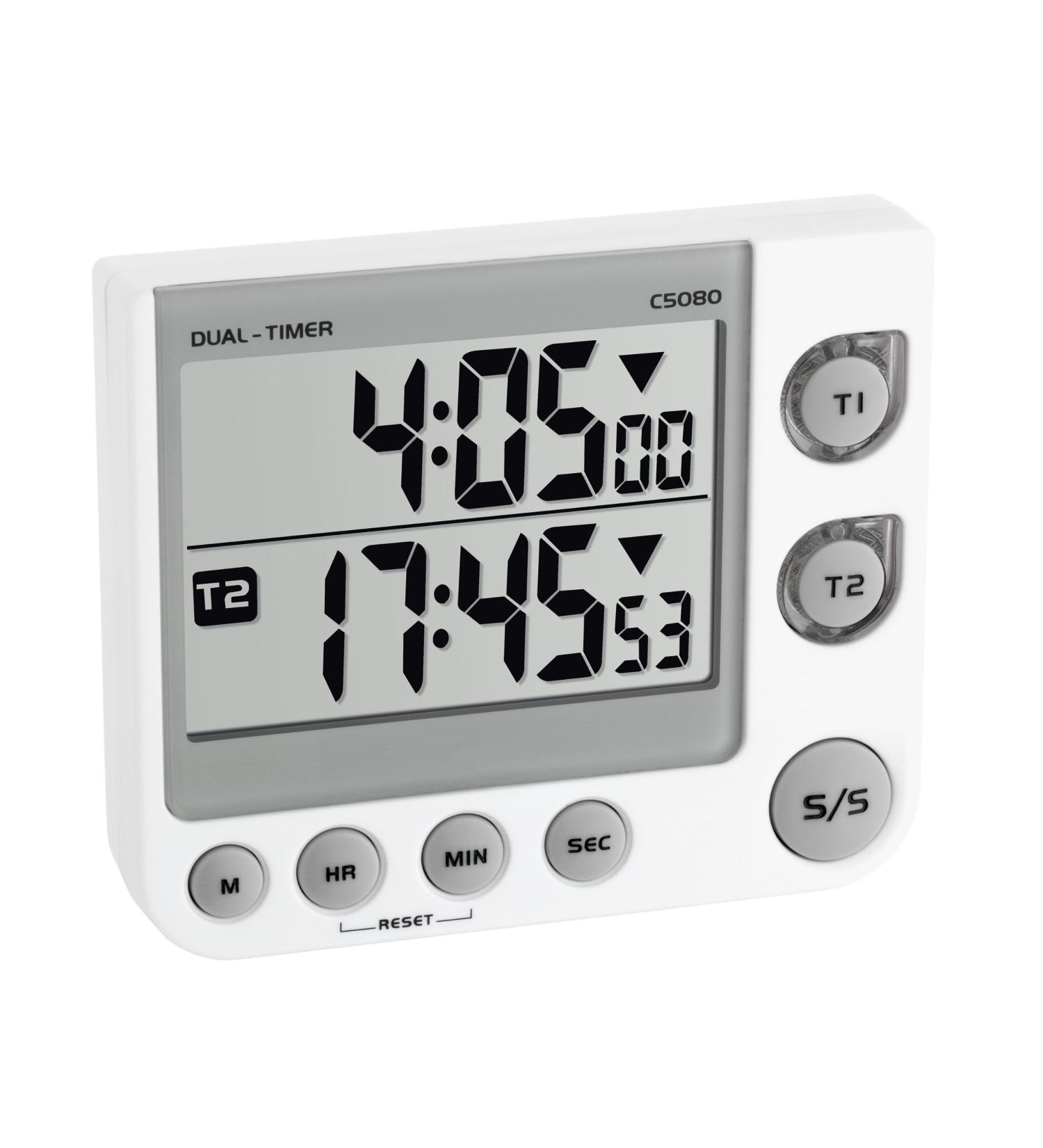 TFA Dostmann Electronic 2-Fold Timer with Memory Function - 38.2025 | 3 Volume Steps & LED Warning Light | Compact Design (L 91 x B 21 x H 76 mm) - International Shipping Available - Buy Online on SooperMarket.com