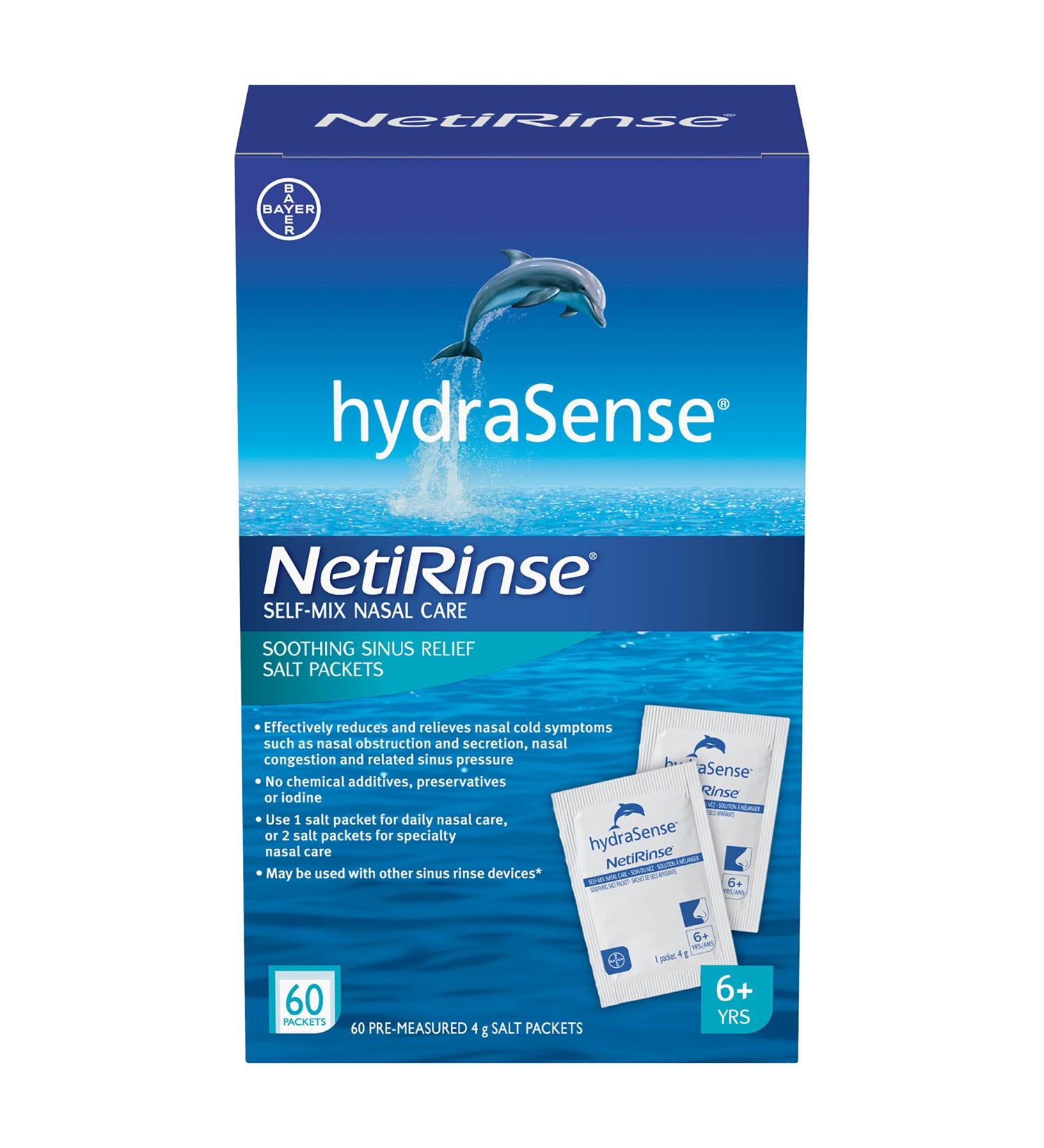 hydraSense NetiRinse Refill Salt Packets Universal Pre-Measured Self-Mix Packets Reduces and Relieves Nasal Cold Symptoms 60 Count - Buy Online on SooperMarket.com