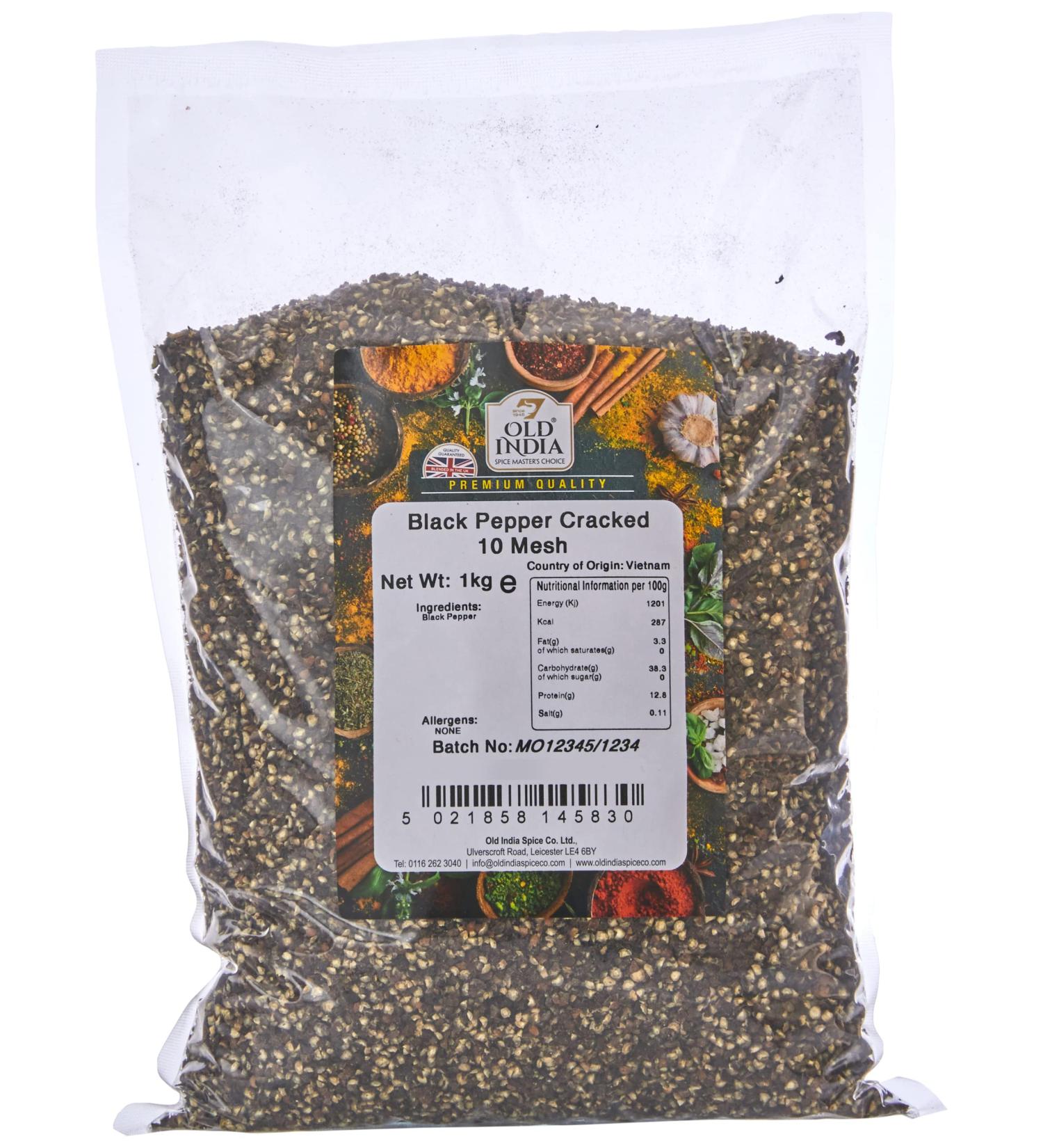 Old India Black Pepper Cracked 10 Mesh 1kg - Premium Quality Spice for Culinary Delights - Buy Online on SooperMarket.com