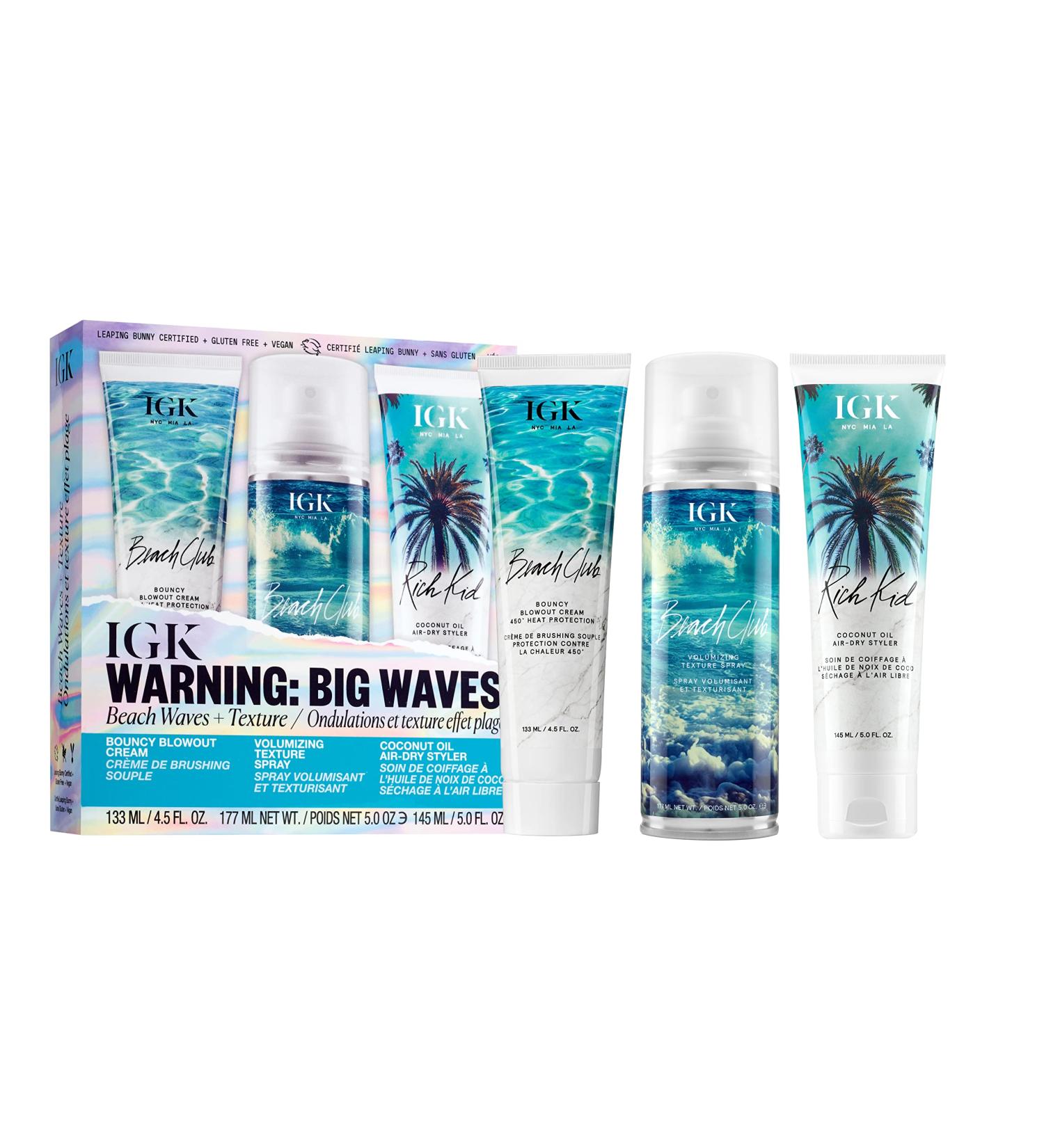 Buy IGK Warning Big Waves Kit | International Shipping Available - Elevate Your Hair Game - Buy Online on SooperMarket.com